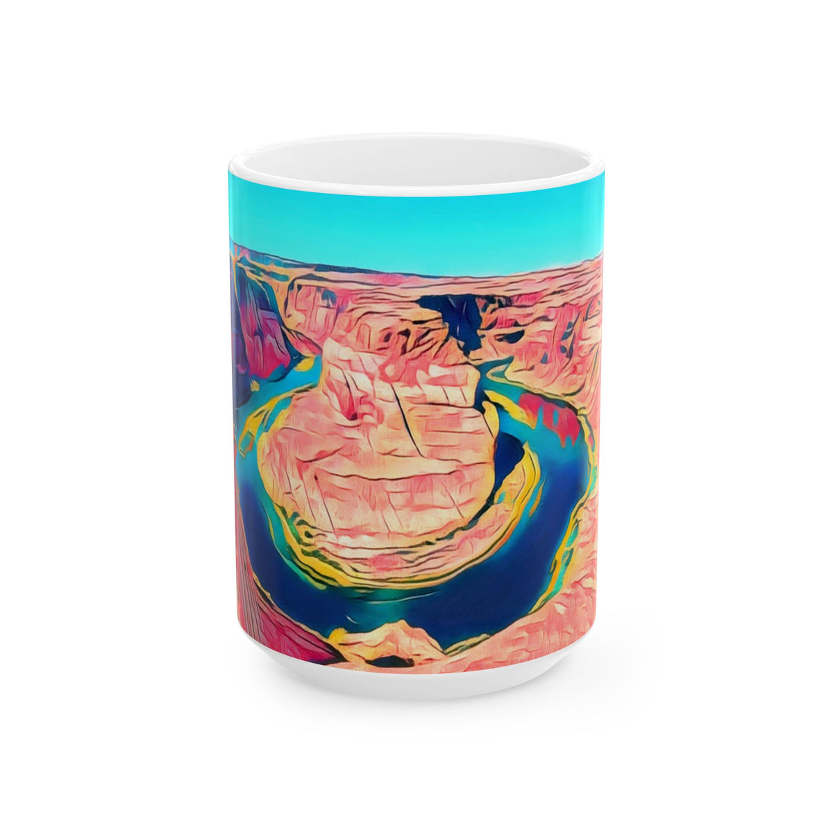 Grand Canyon Abstract Ceramic Mug — Colorful Canyon Landscape Coffee Cup (11oz, 15oz)