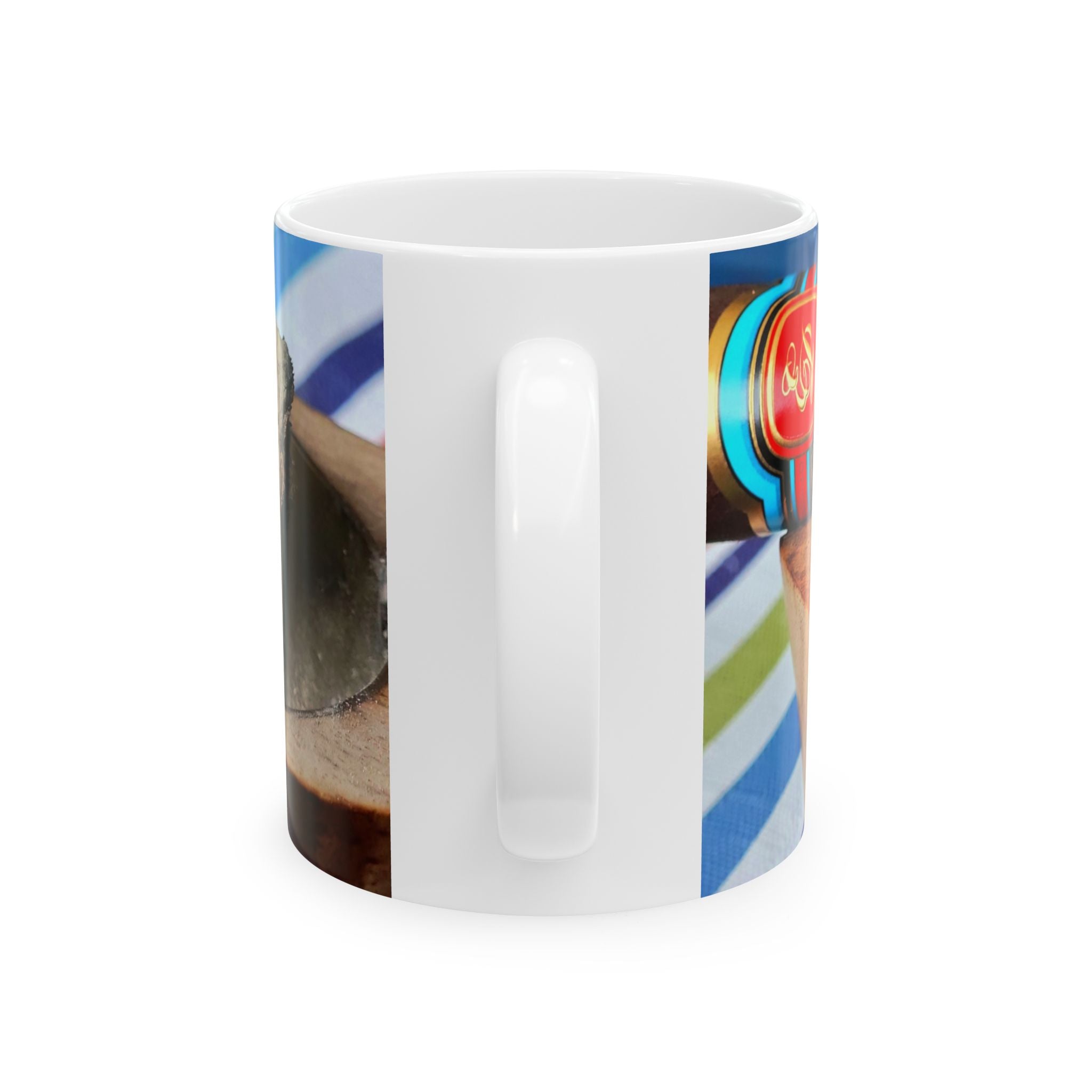 Cigar & Coffee Ceramic Mug — 11oz/15oz Smoky Lounge Design