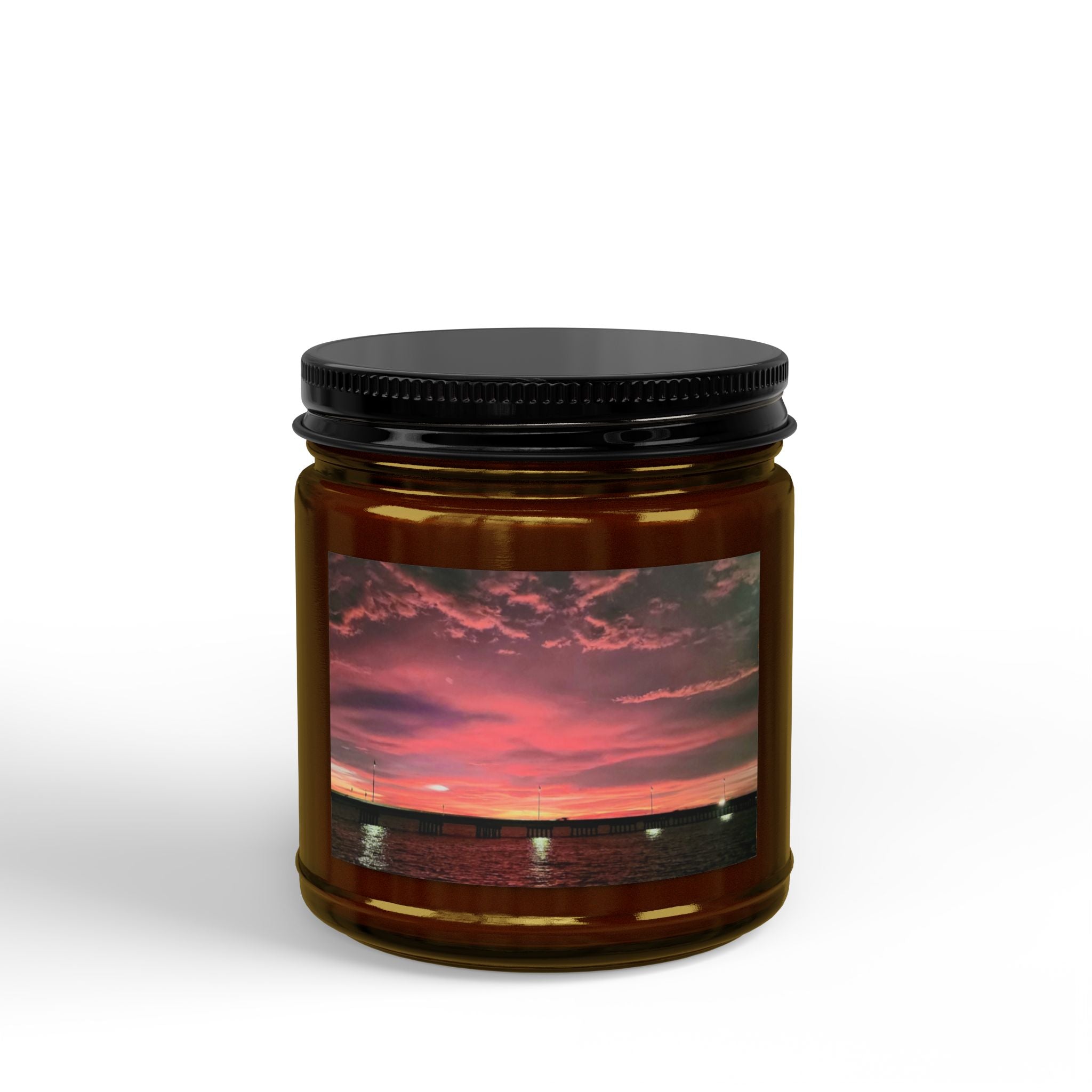 Sunset Beach Soy Candle — Scented Amber Jar Candle (4oz & 9oz)