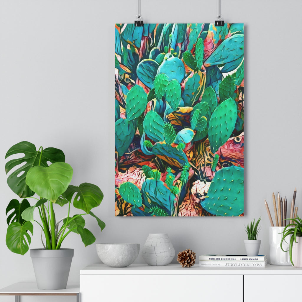 Prickly Pear Cactus Giclée Art Print — Vibrant Botanical Wall Art