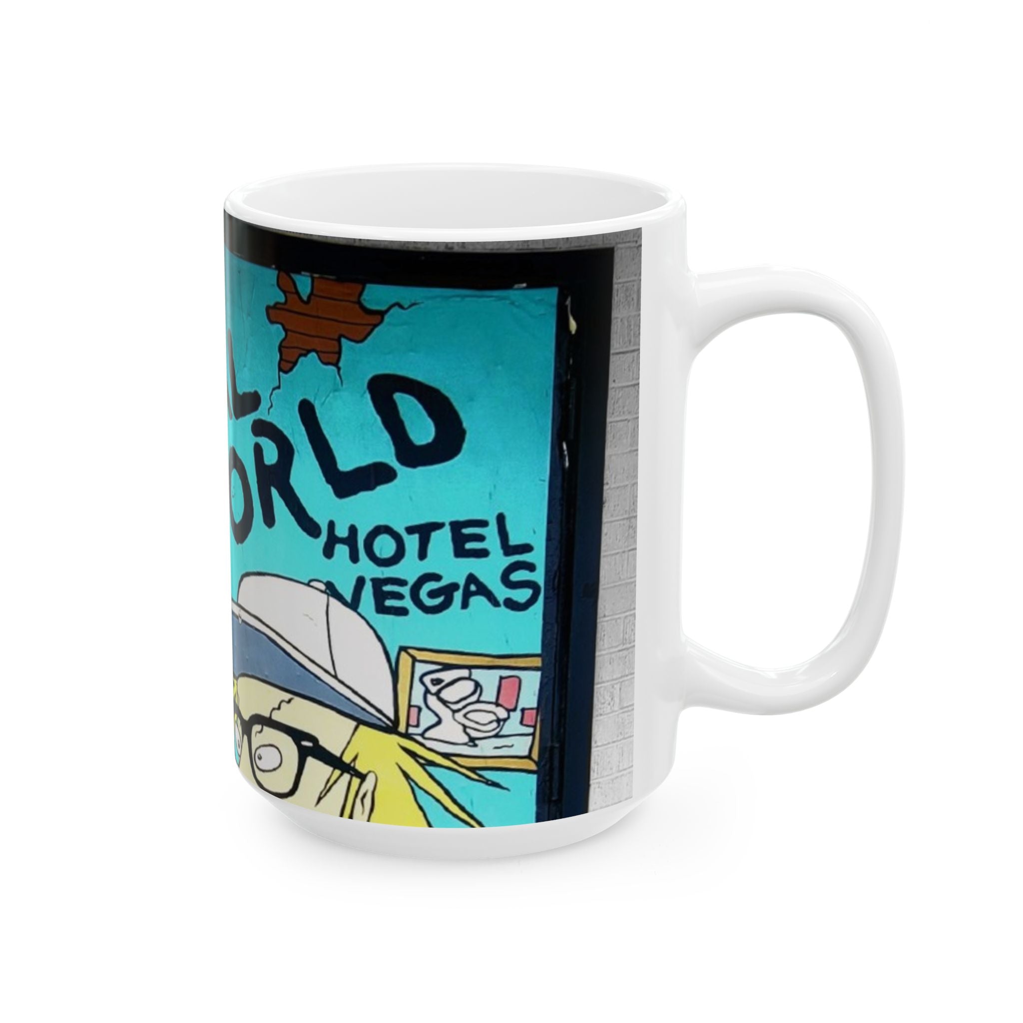 The Real World Ceramic Mug — Funny Retro Cartoon Coffee Cup (11oz & 15oz)