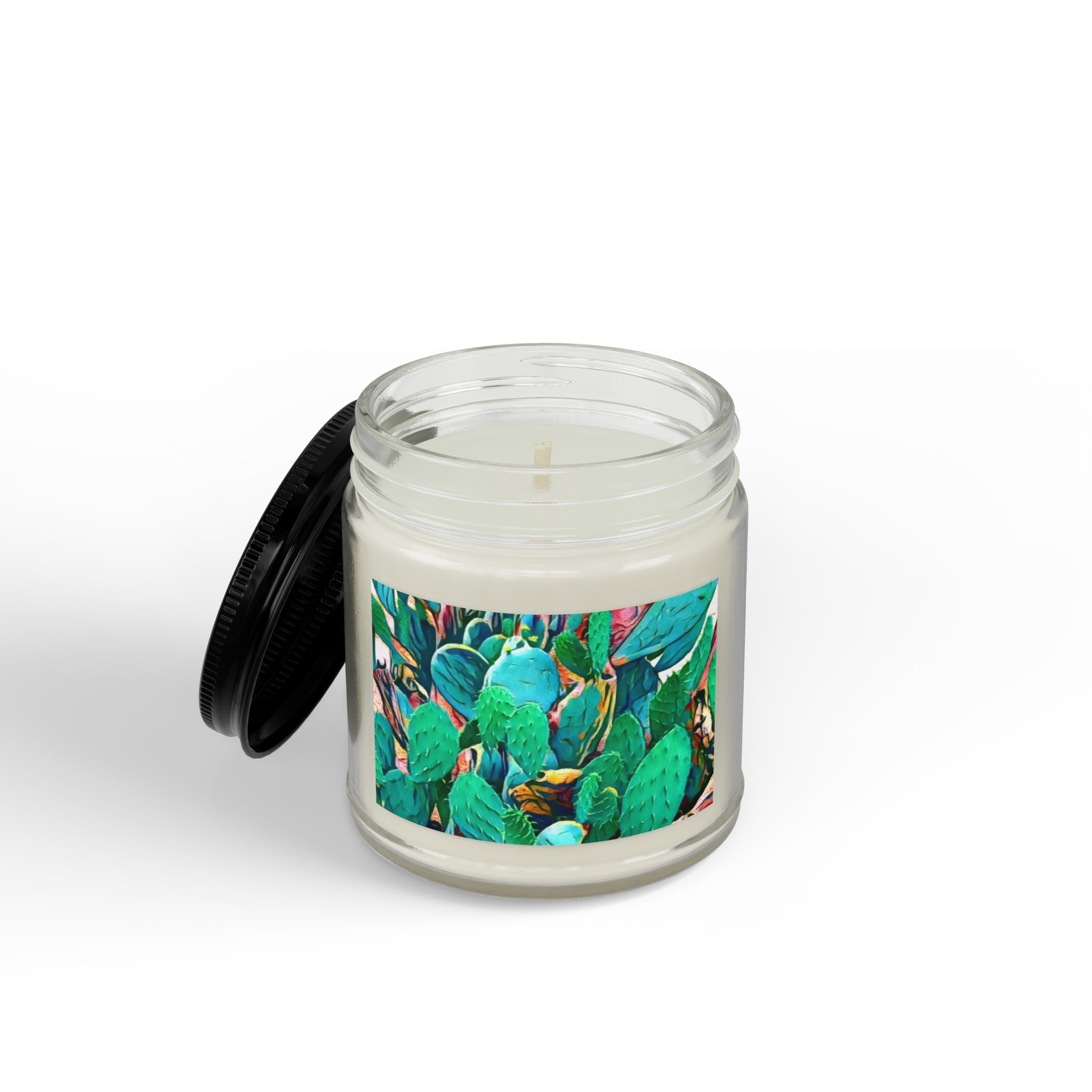 Cactus Garden Soy Candle — 4oz & 9oz Scented Jar with Black Lid