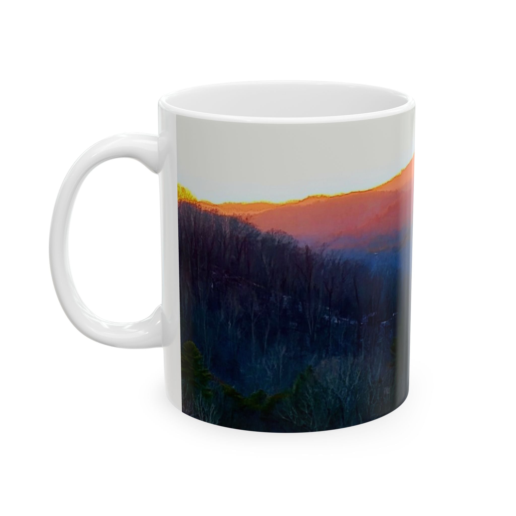 Sunset Mountain Ceramic Mug — Gradient Landscape Coffee Cup (11oz/15oz)