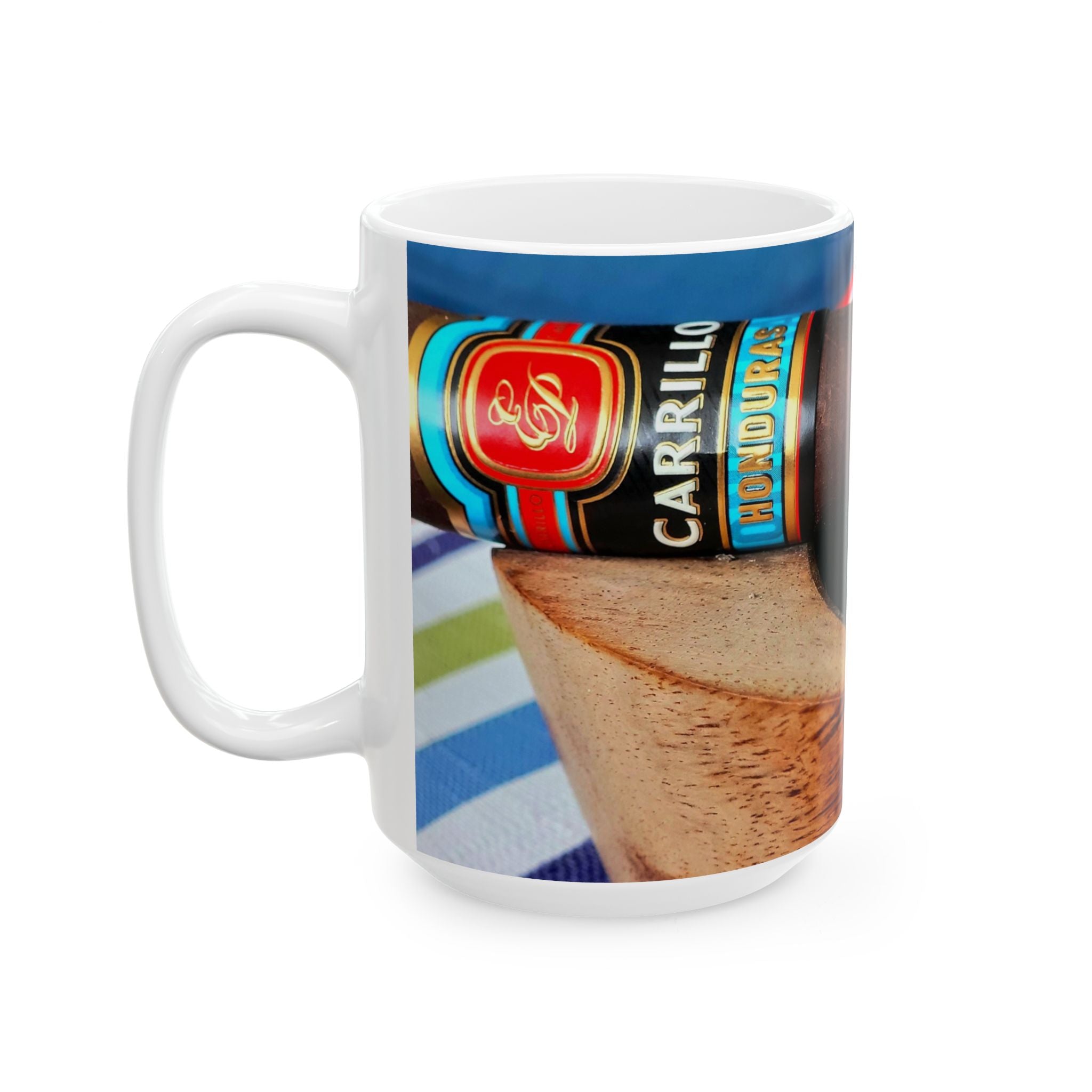 Cigar & Coffee Ceramic Mug — 11oz/15oz Smoky Lounge Design