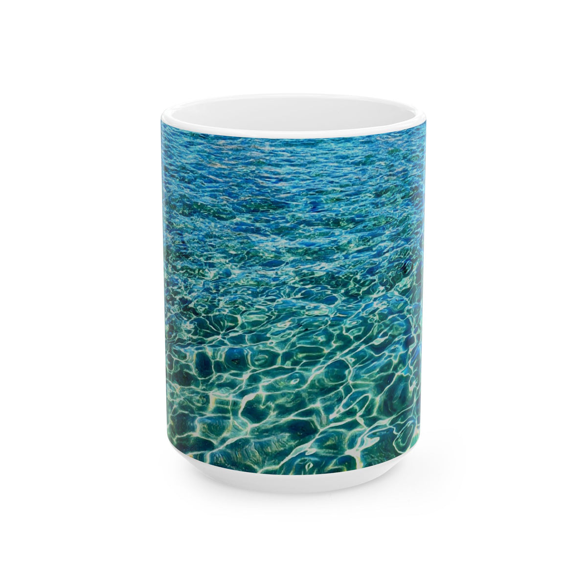 Ocean Water Ceramic Mug — Blue Sea Ripple 11oz & 15oz Coffee Cup