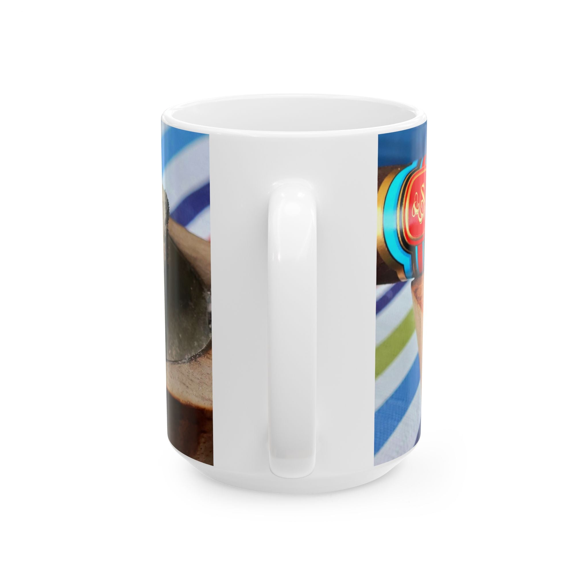 Cigar & Coffee Ceramic Mug — 11oz/15oz Smoky Lounge Design