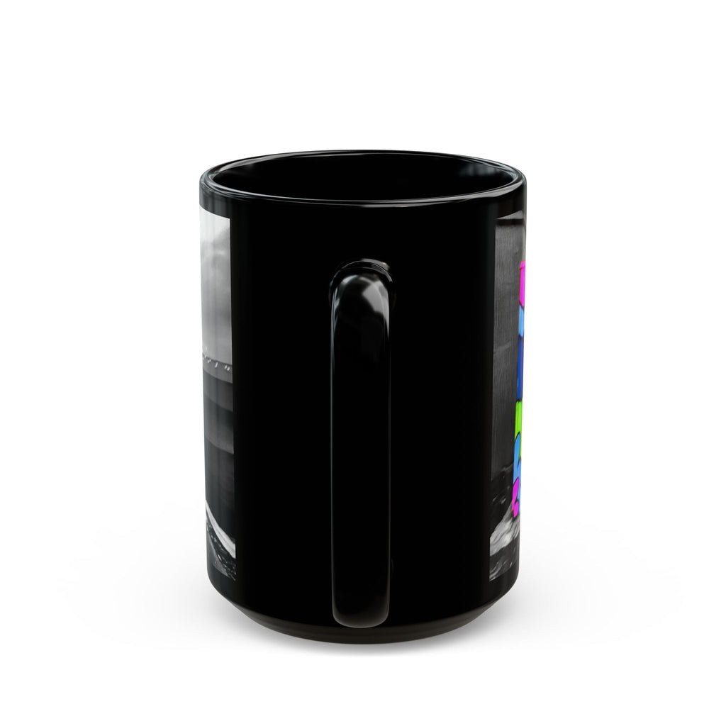 Colorful Graffiti Tree Black Mug — Urban Street Art Coffee Cup (11oz/15oz)
