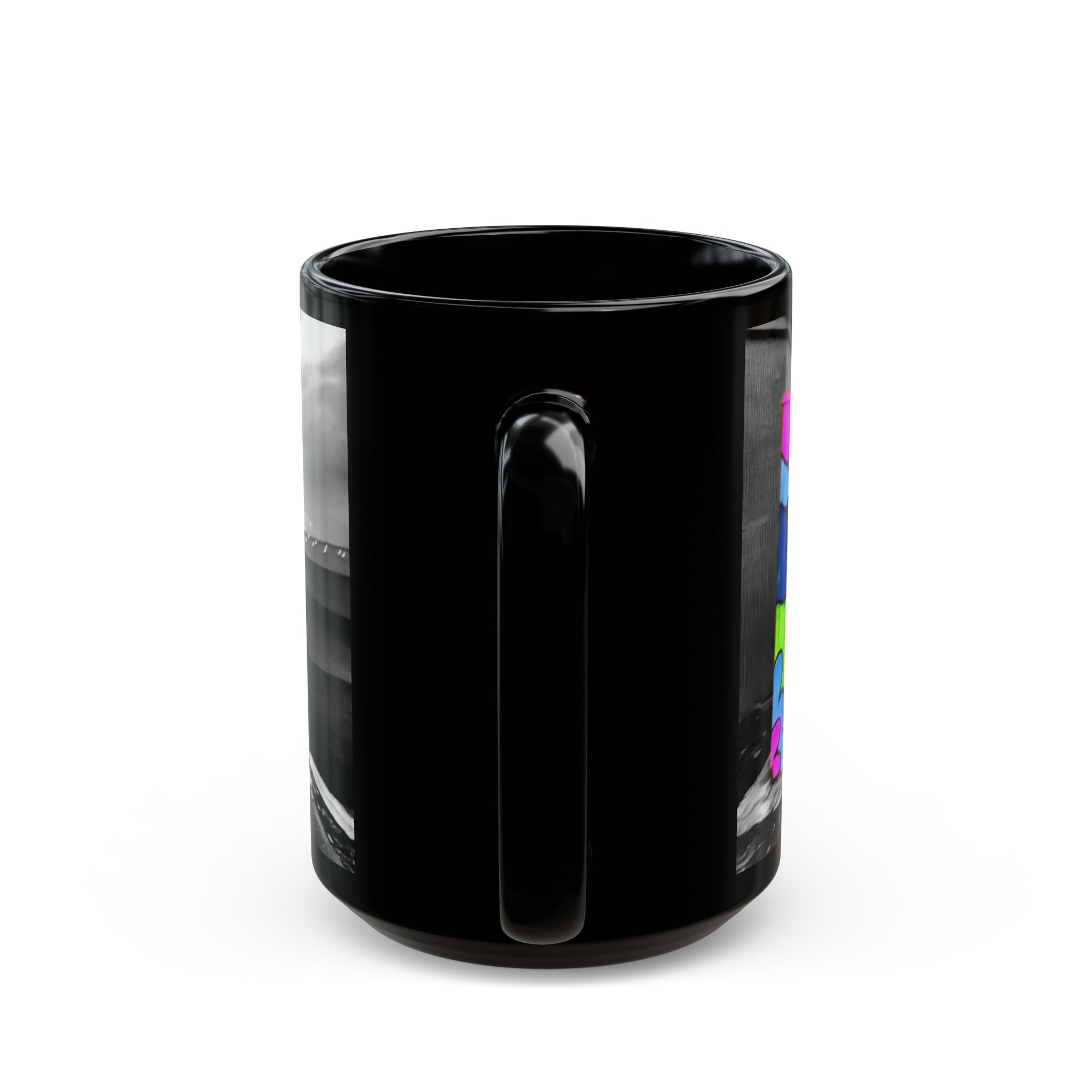 Colorful Graffiti Tree Black Mug — Urban Street Art Coffee Cup (11oz/15oz)