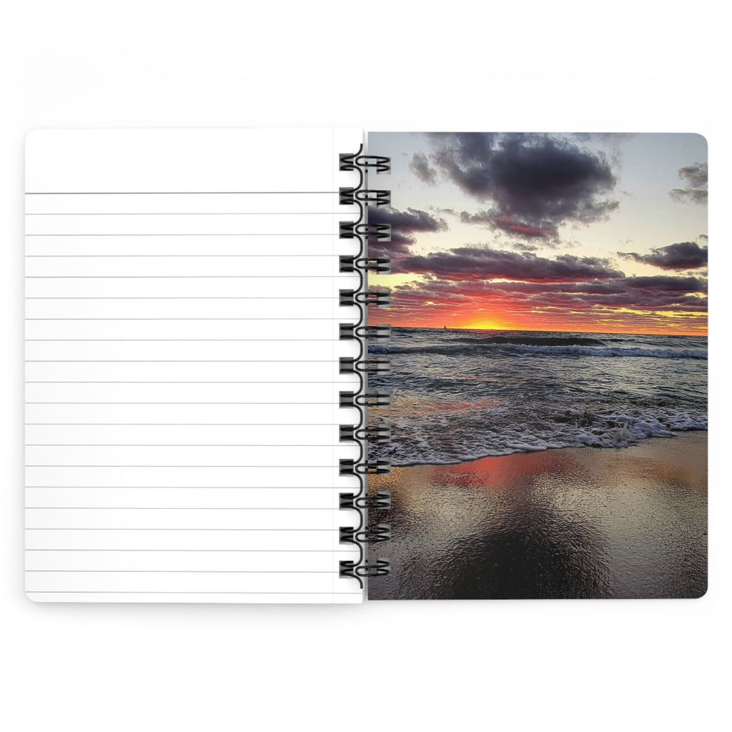 Sunset Beach Spiral Journal — Ocean Waves Photo Notebook