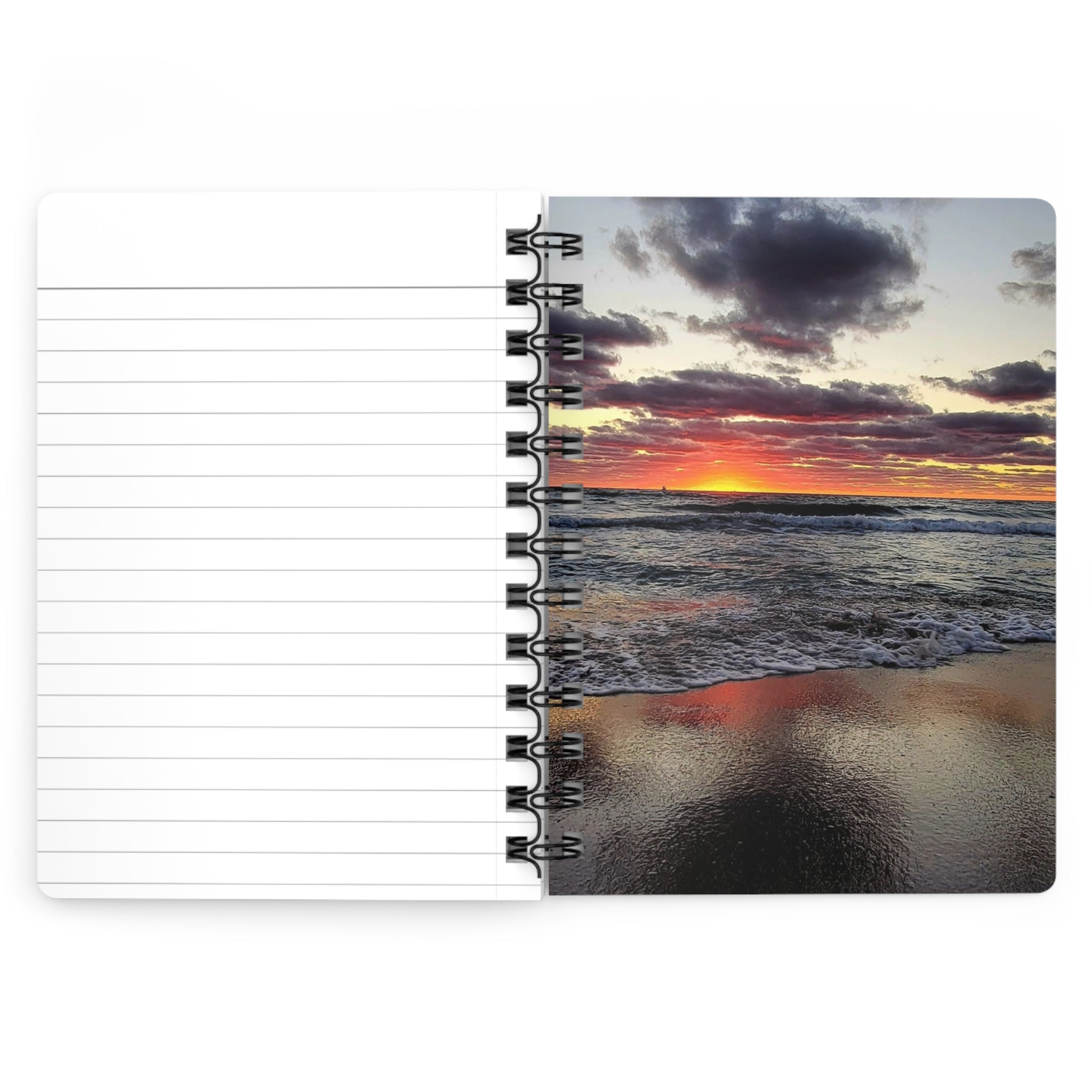 Sunset Beach Spiral Journal — Ocean Waves Photo Notebook