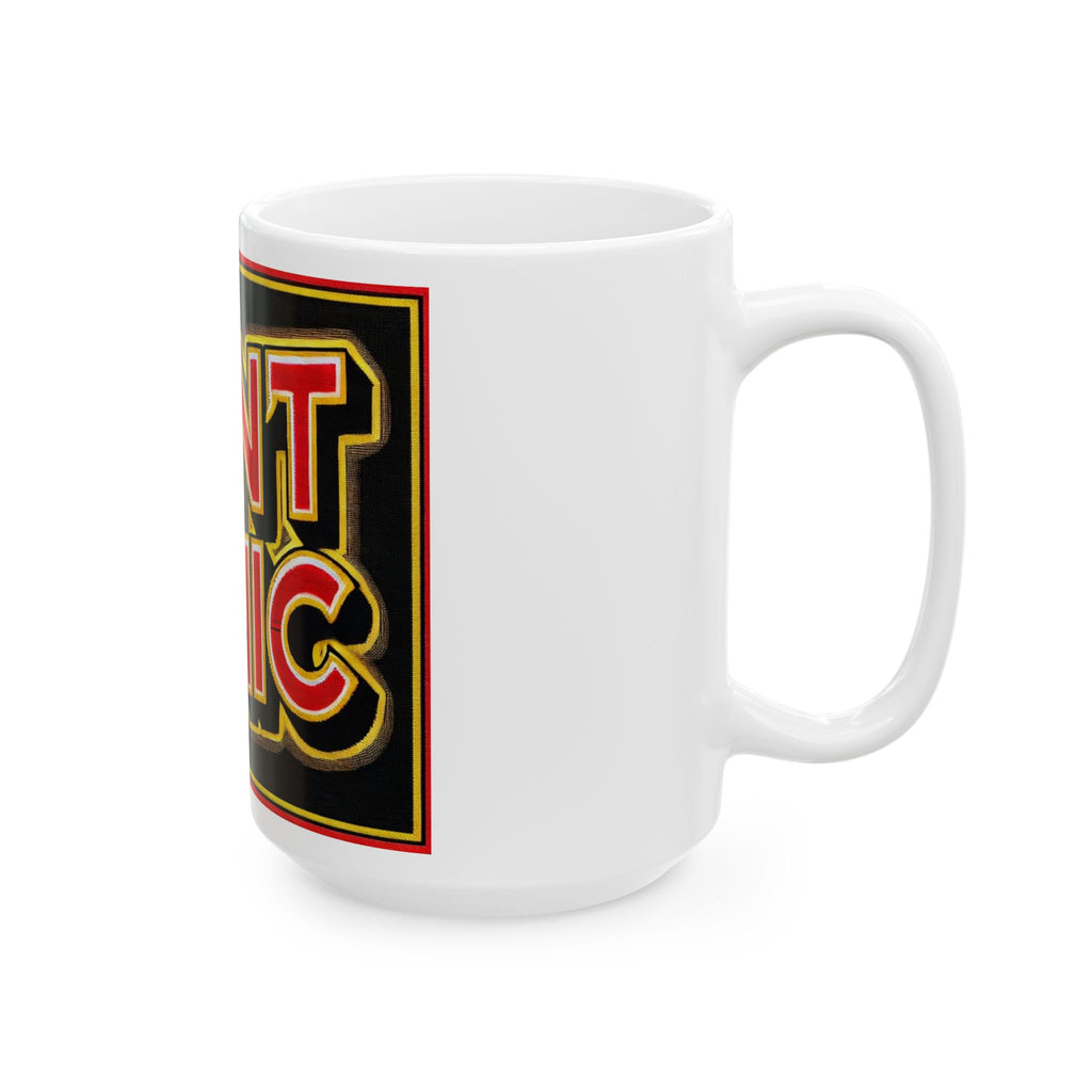 Don't Panic Ceramic Mug — Bold Retro Typography Coffee Cup (11oz & 15oz)