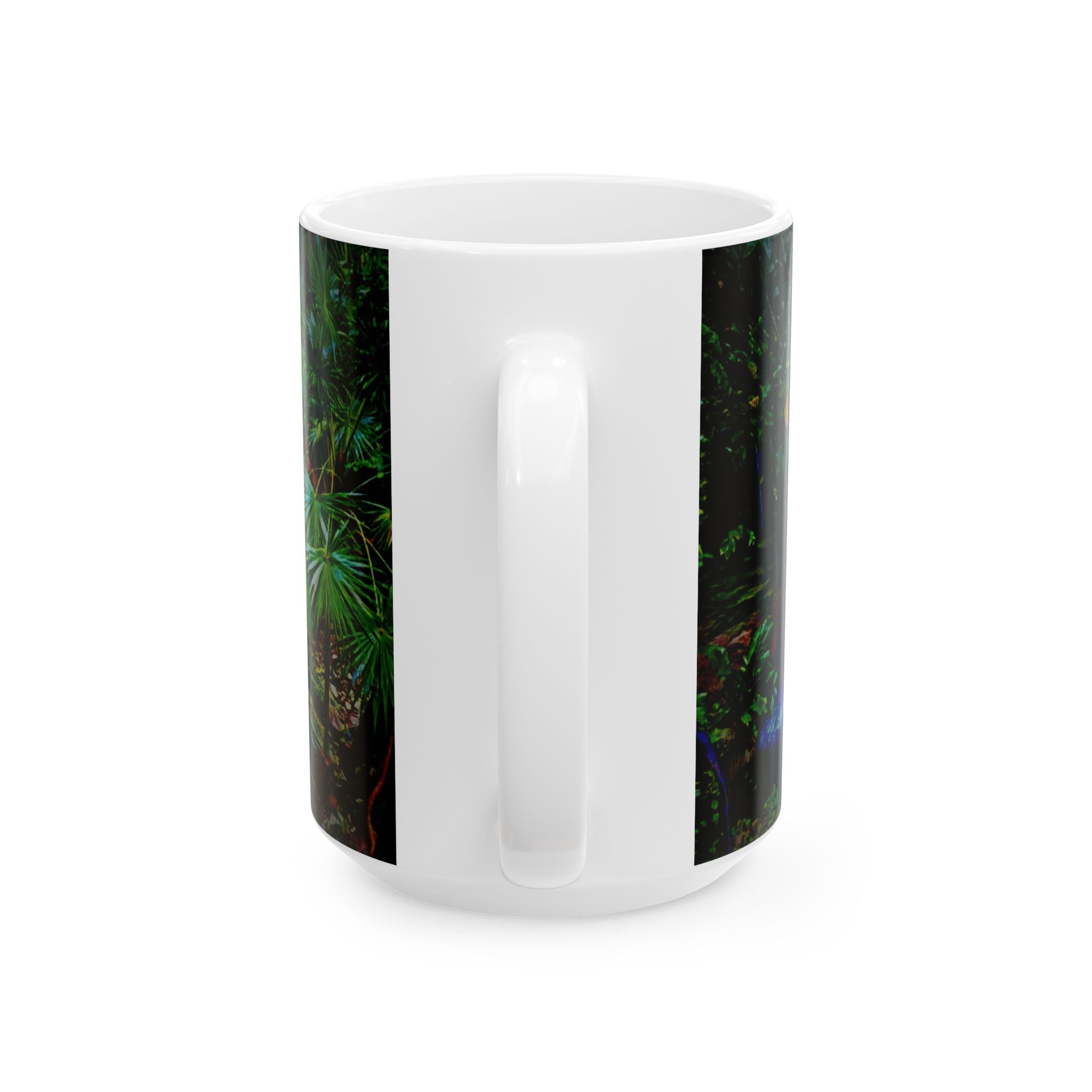 Garden Waterfall Ceramic Mug — Tranquil Forest Scenic Coffee Cup (11oz/15oz)