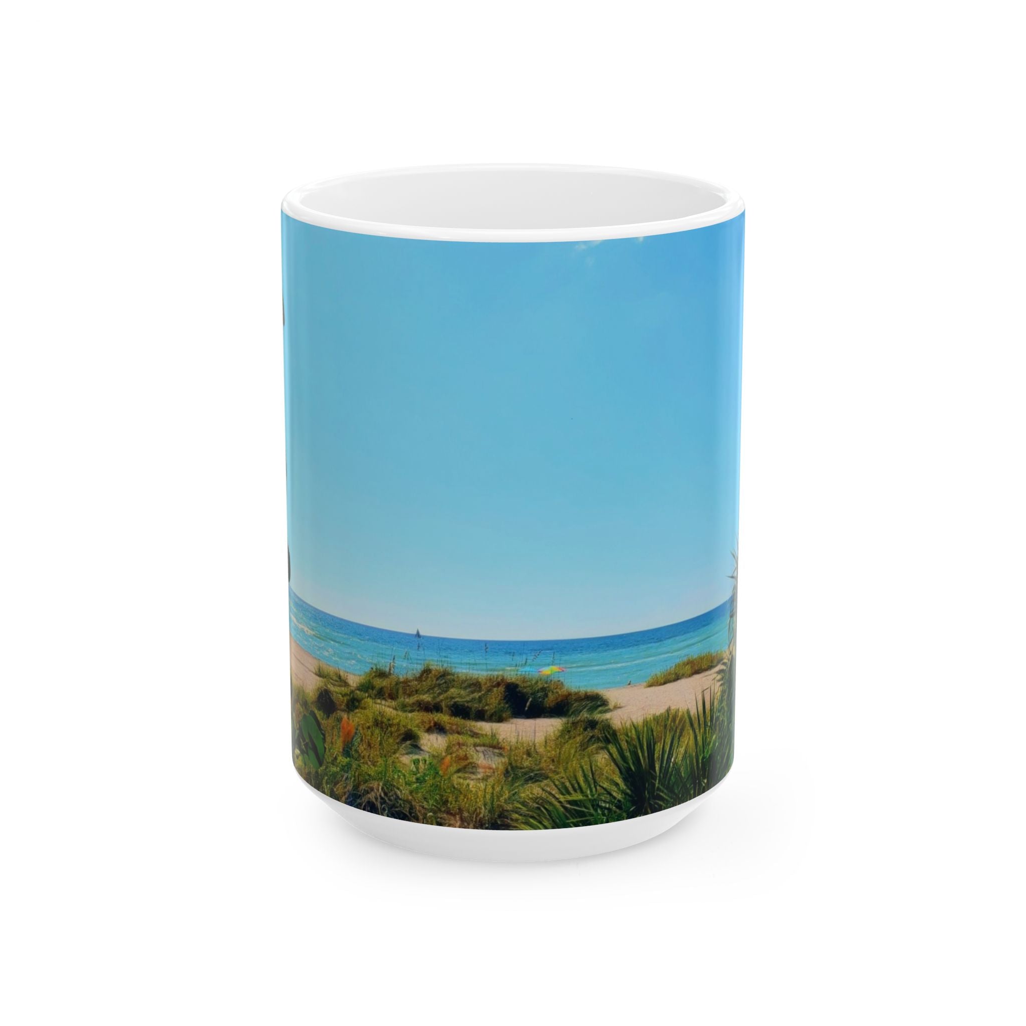 Beach Landscape Ceramic Mug — Ocean Dunes Photo Coffee Cup (11oz or 15oz)