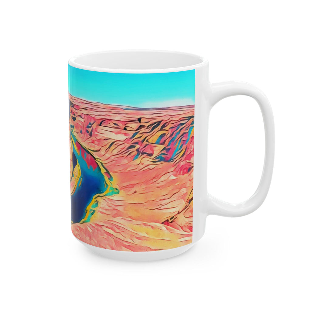 Grand Canyon Abstract Ceramic Mug — Colorful Canyon Landscape Coffee Cup (11oz, 15oz)