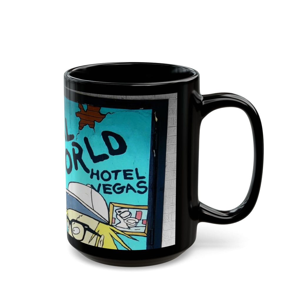 Black Mug — 'The Real World' Retro Cartoon Vegas Hotel Coffee Mug (11oz & 15oz)