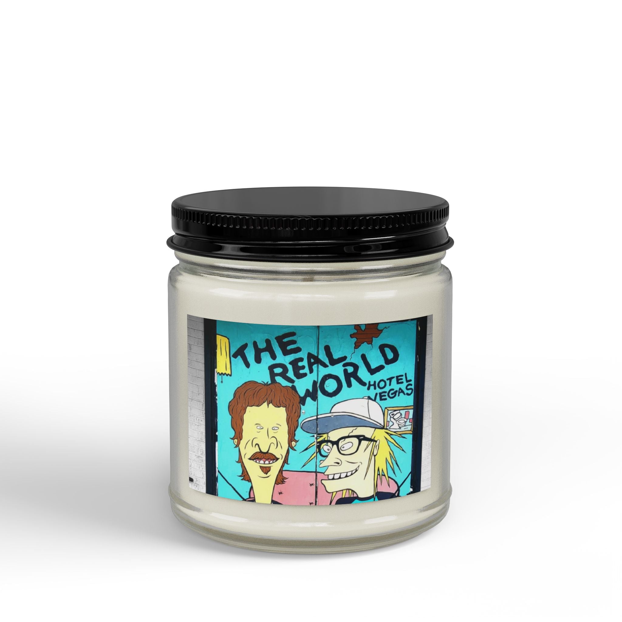Scented Soy Candle — 'The Real World' Retro Cartoon Amber Jar (4oz & 9oz)