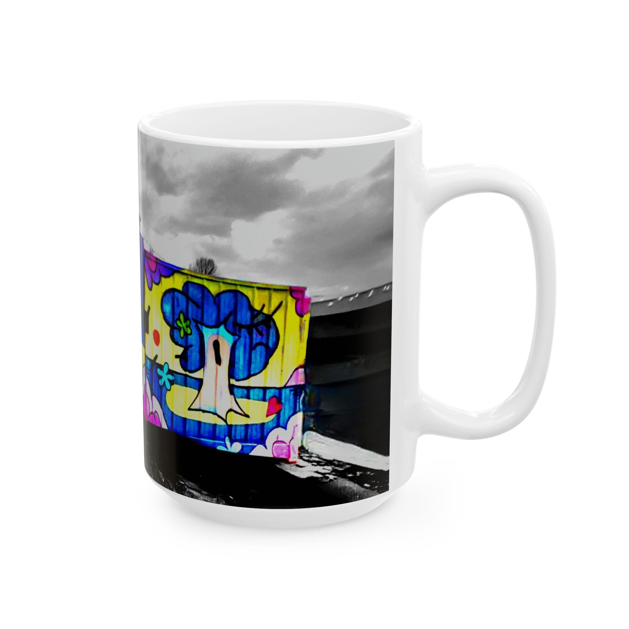 Graffiti Street Art Ceramic Mug — Colorful Urban Mural Coffee Cup (11oz/15oz)
