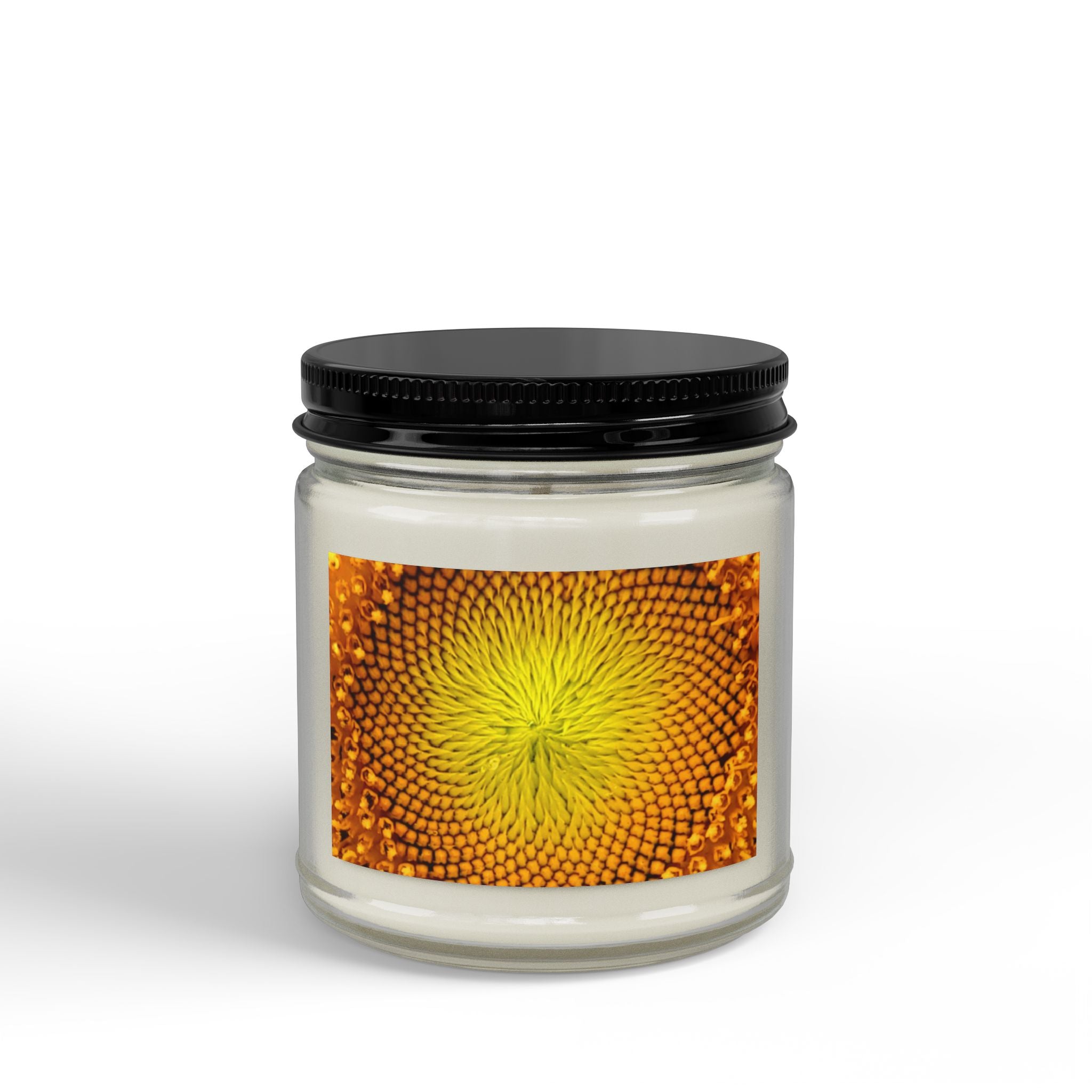 Sunflower Honey Soy Candle — 4oz & 9oz Amber Jar with Black Lid