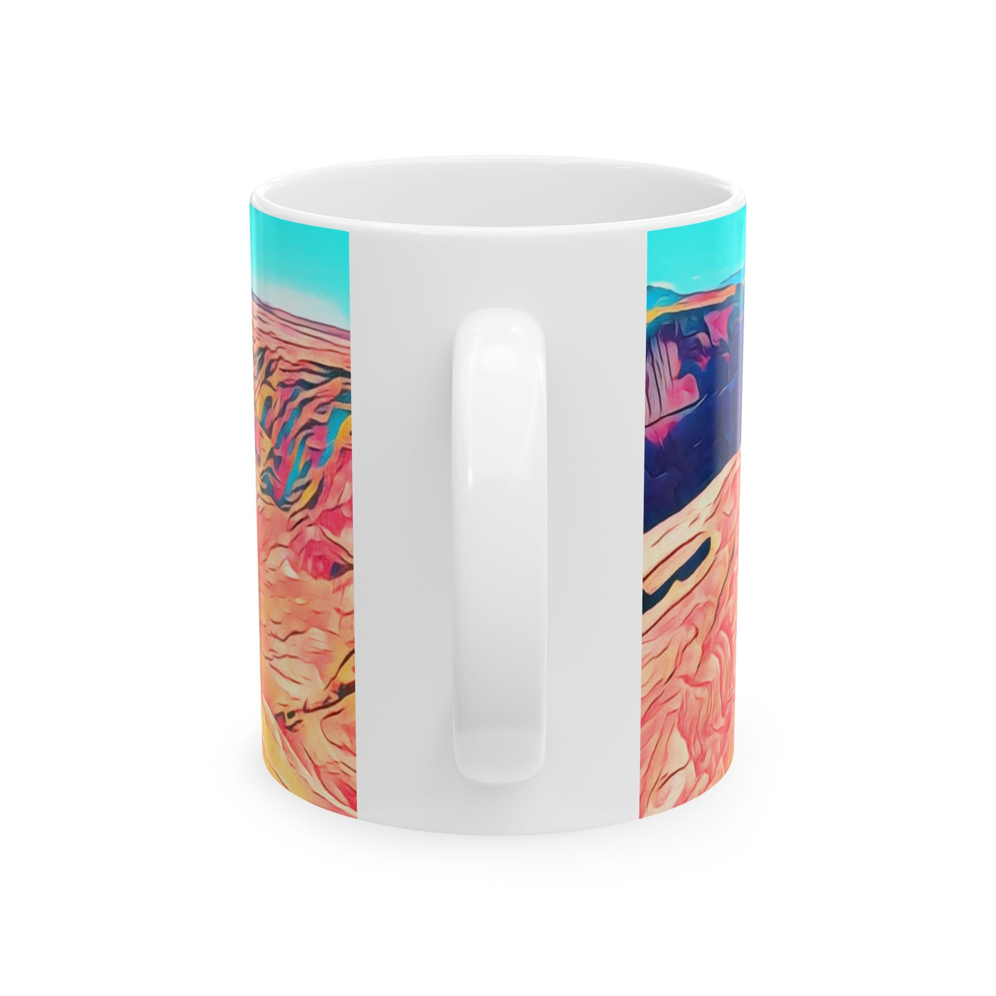 Grand Canyon Abstract Ceramic Mug — Colorful Canyon Landscape Coffee Cup (11oz, 15oz)