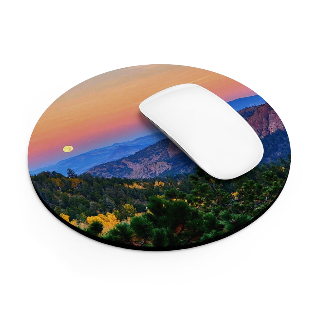 Mouse Pad — 'Full Move' Floating Above Purple Mountains Skyline