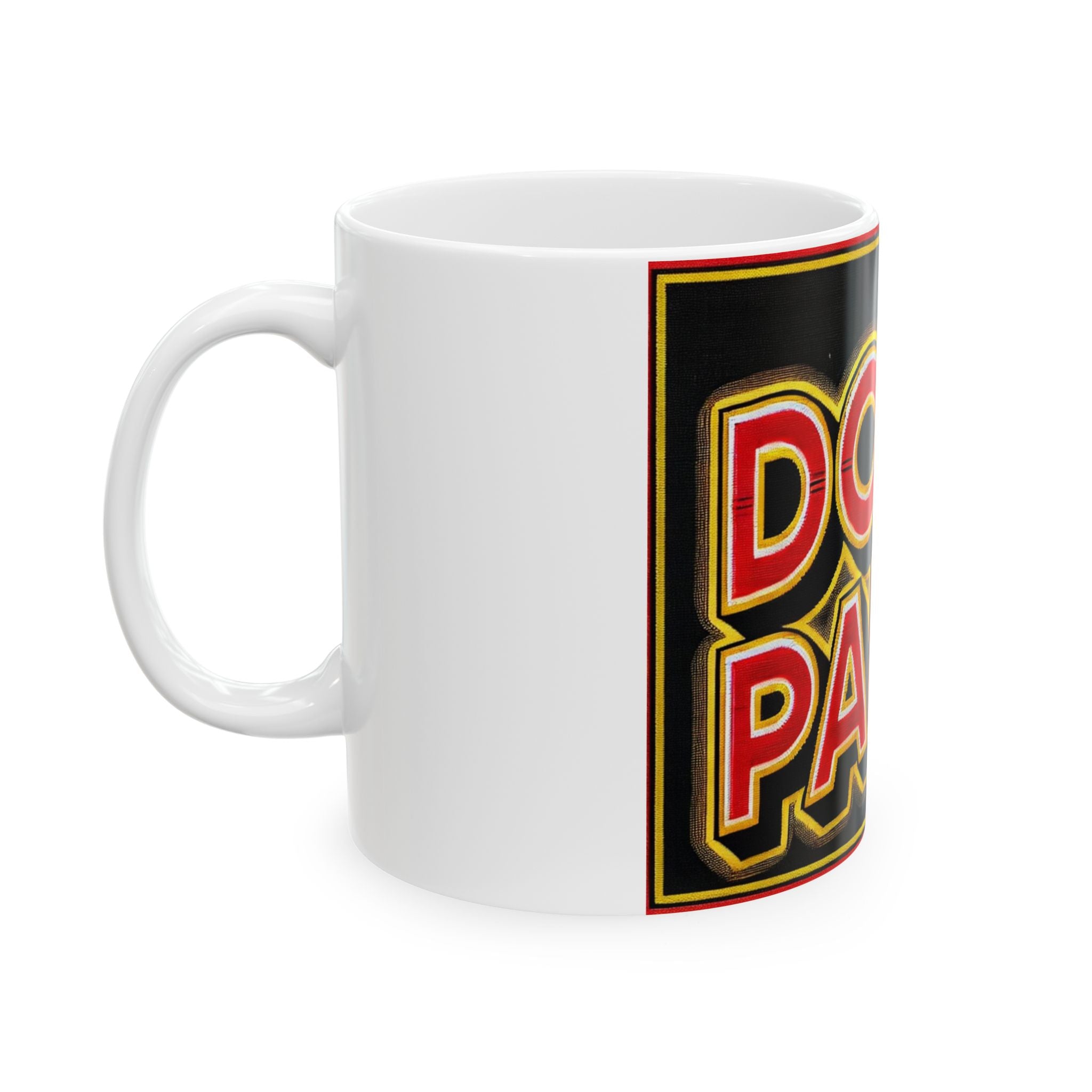 Don't Panic Ceramic Mug — Bold Retro Typography Coffee Cup (11oz & 15oz)