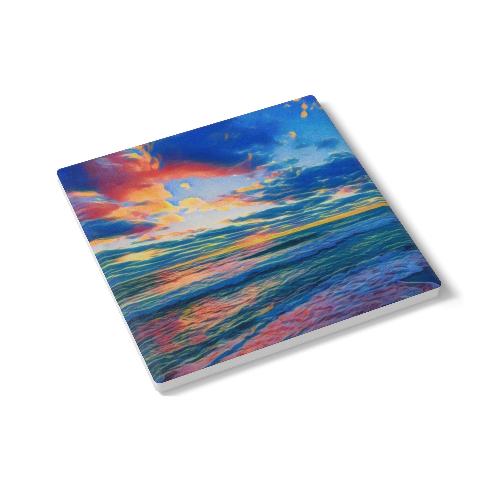 Ceramic Coaster – Colorful Sunset Ocean Print