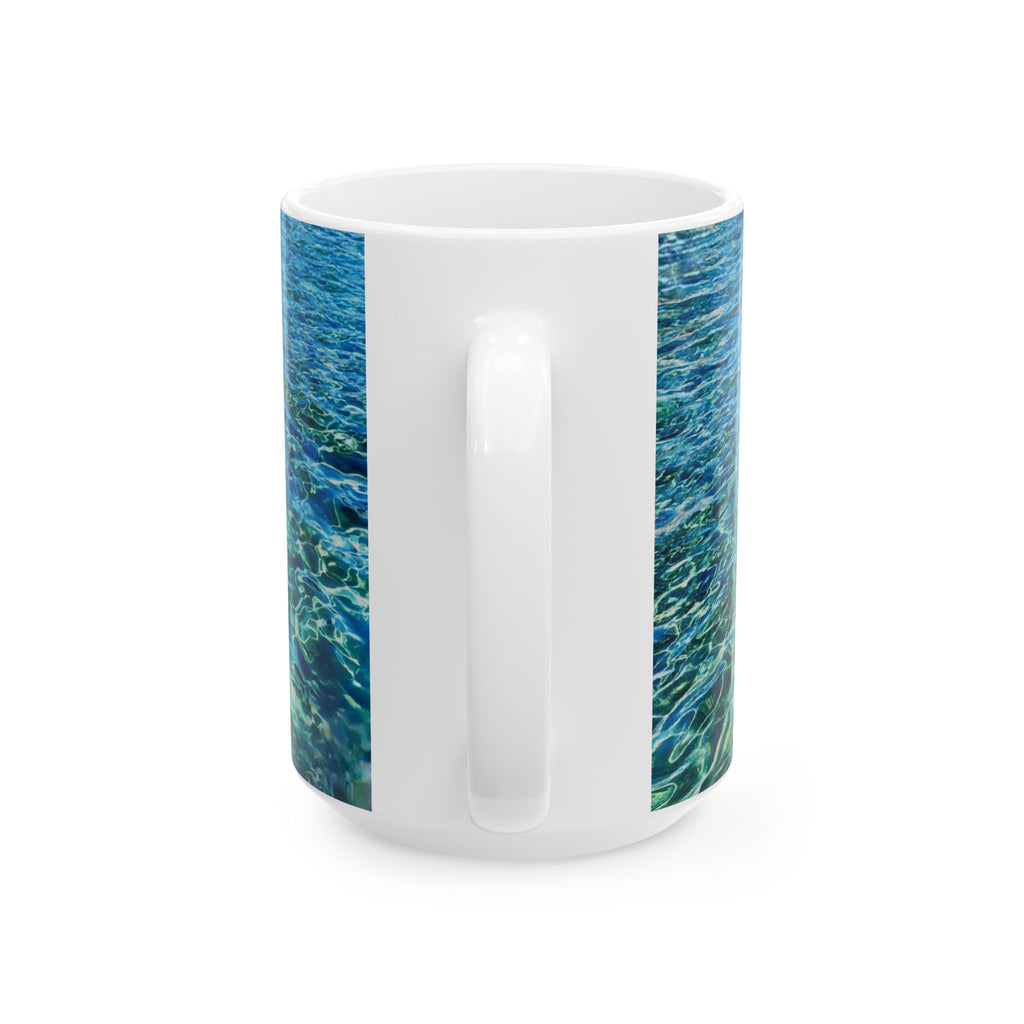 Ocean Water Ceramic Mug — Blue Sea Ripple 11oz & 15oz Coffee Cup