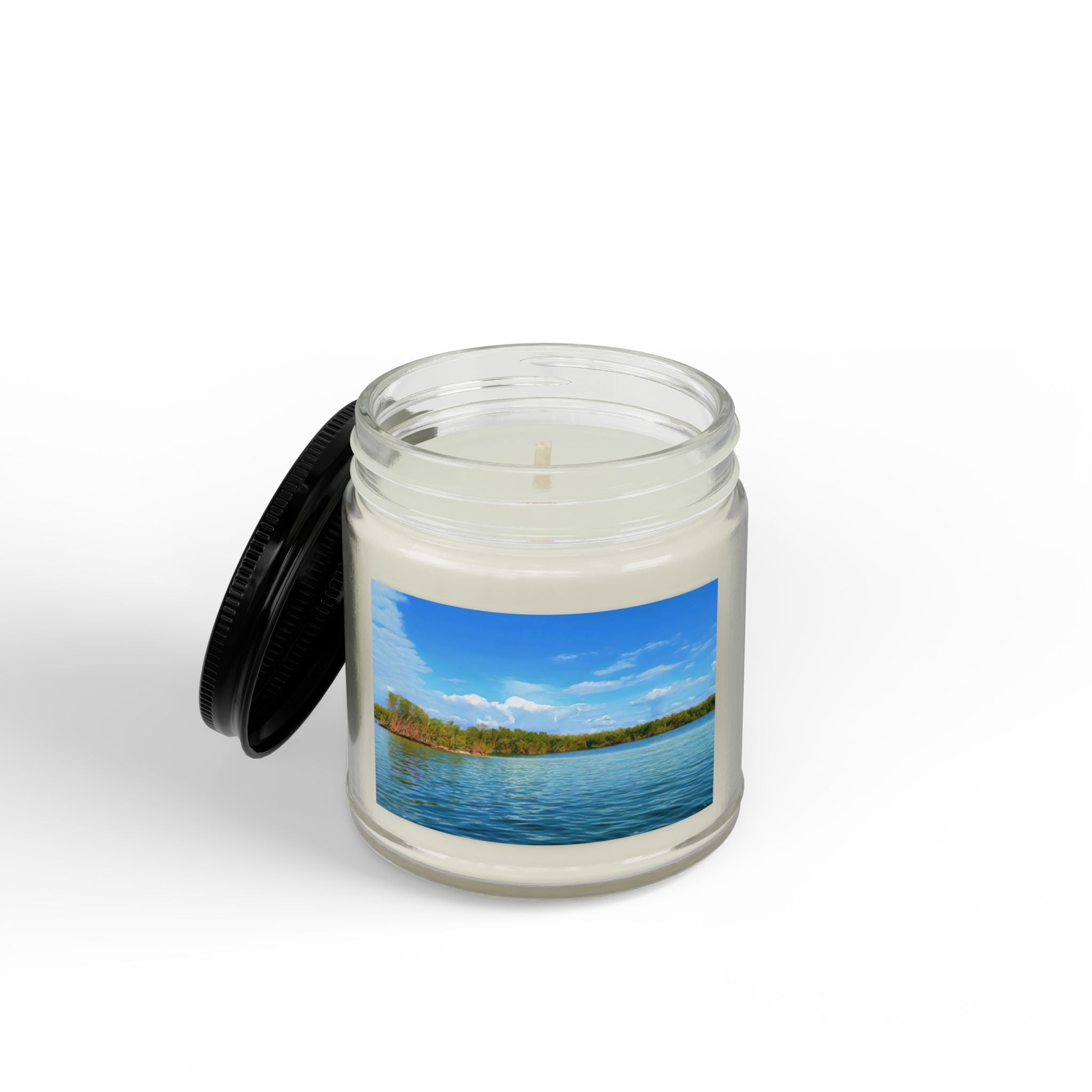Lake Breeze Scented Soy Candle (4oz & 9oz) — Amber Jar with Black Lid