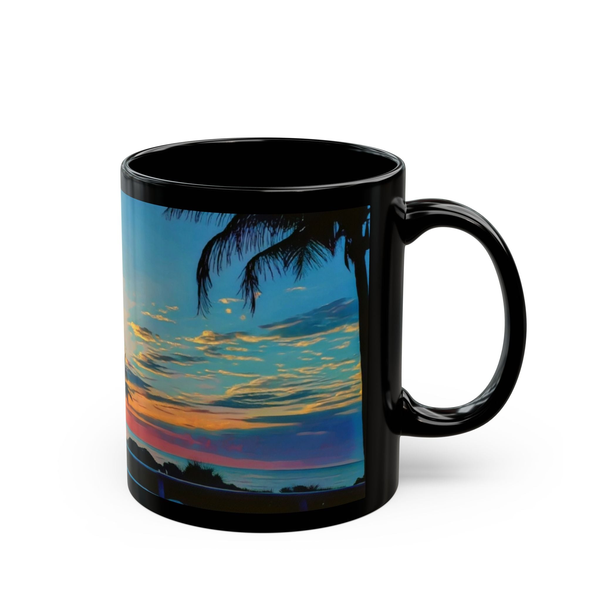 Sunset Palm Beach Mug — Tropical Coastal Coffee Cup (11oz & 15oz)