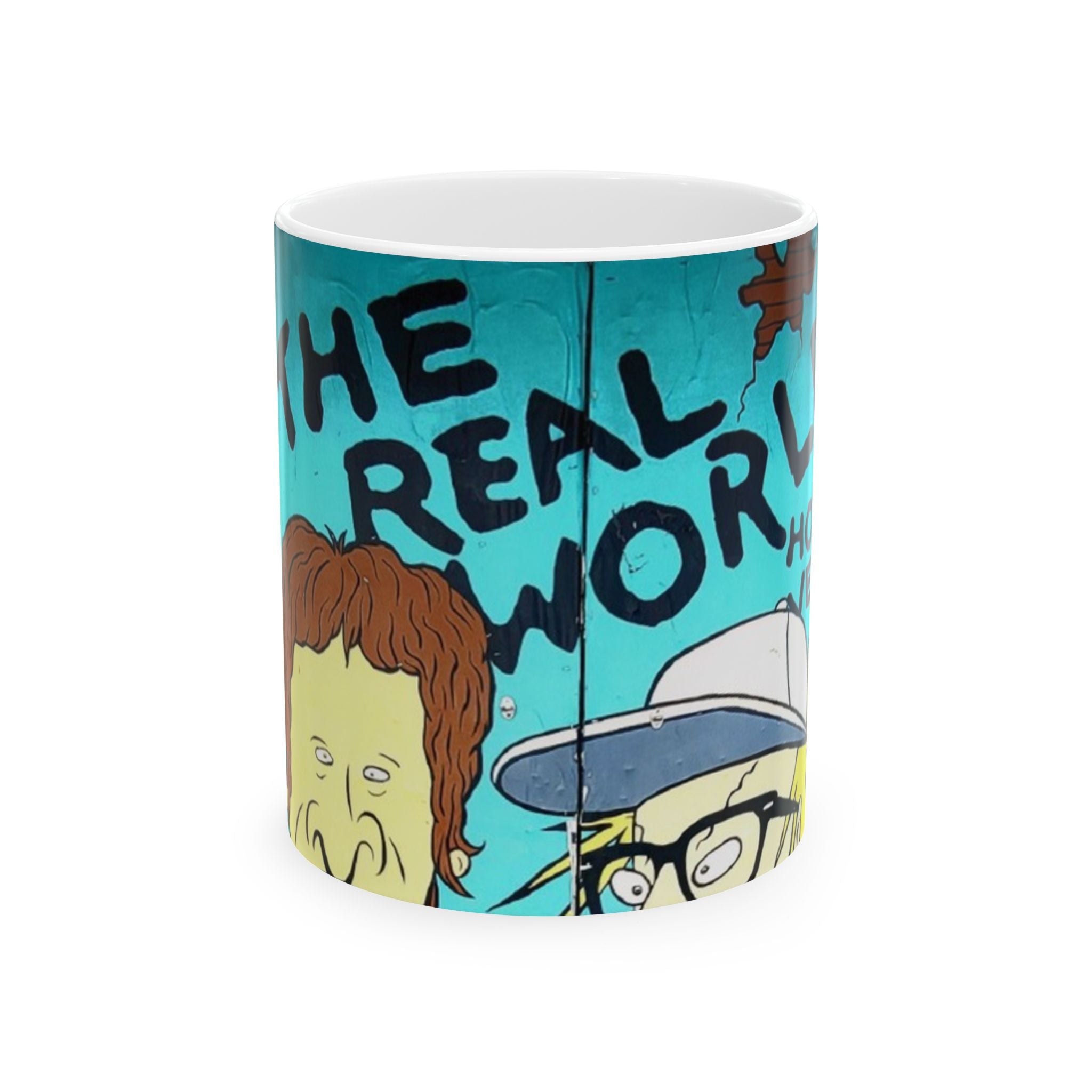 The Real World Ceramic Mug — Funny Retro Cartoon Coffee Cup (11oz & 15oz)