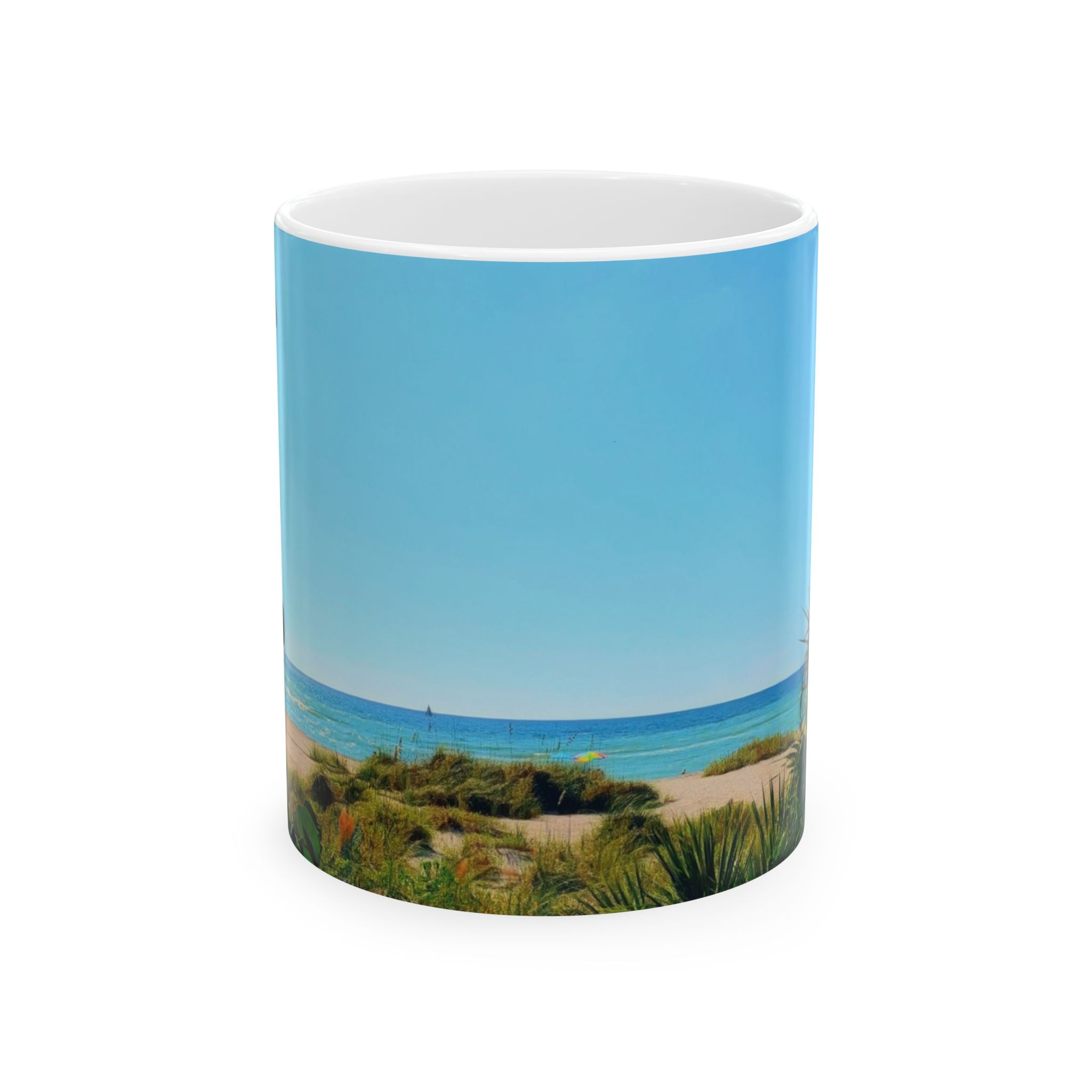 Beach Landscape Ceramic Mug — Ocean Dunes Photo Coffee Cup (11oz or 15oz)