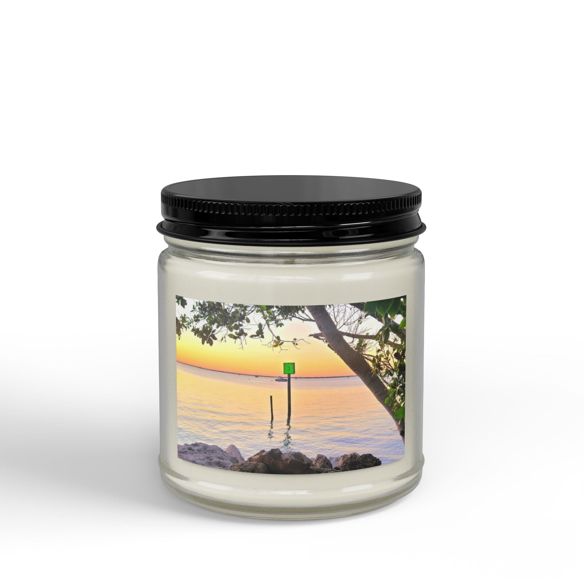 Sunset Beach Soy Candle — Scented Amber Jar (4oz & 9oz)