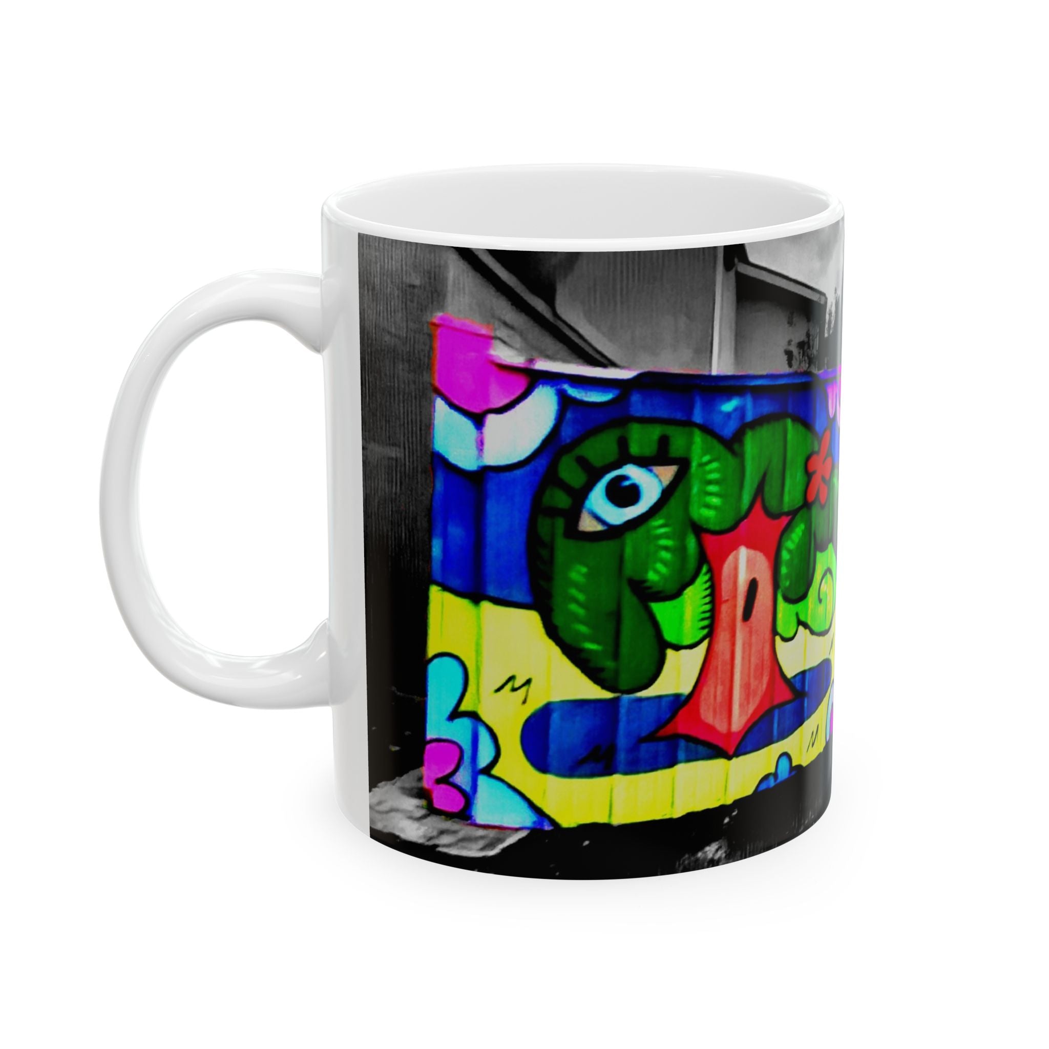 Graffiti Street Art Ceramic Mug — Colorful Urban Mural Coffee Cup (11oz/15oz)
