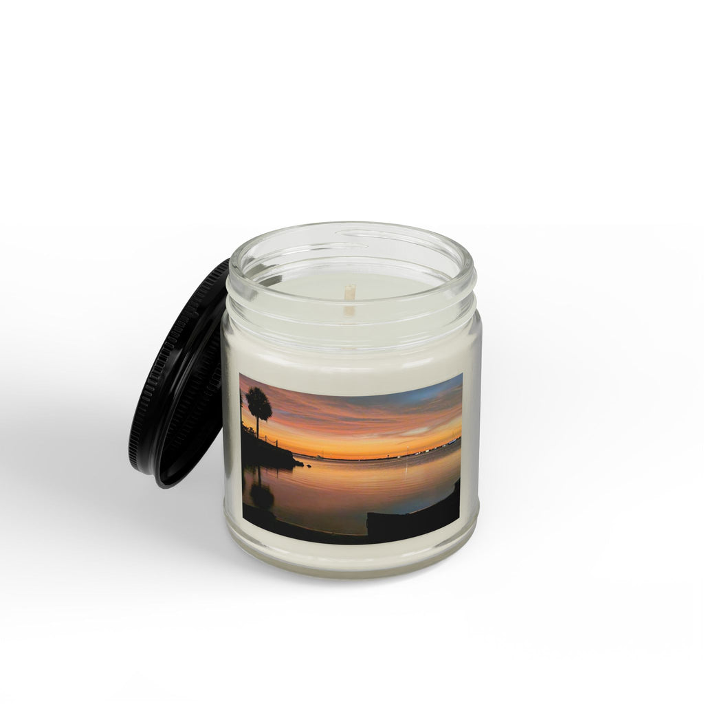 Sunset Lake Scented Soy Candle — Amber Jar with Black Lid (4oz & 9oz)