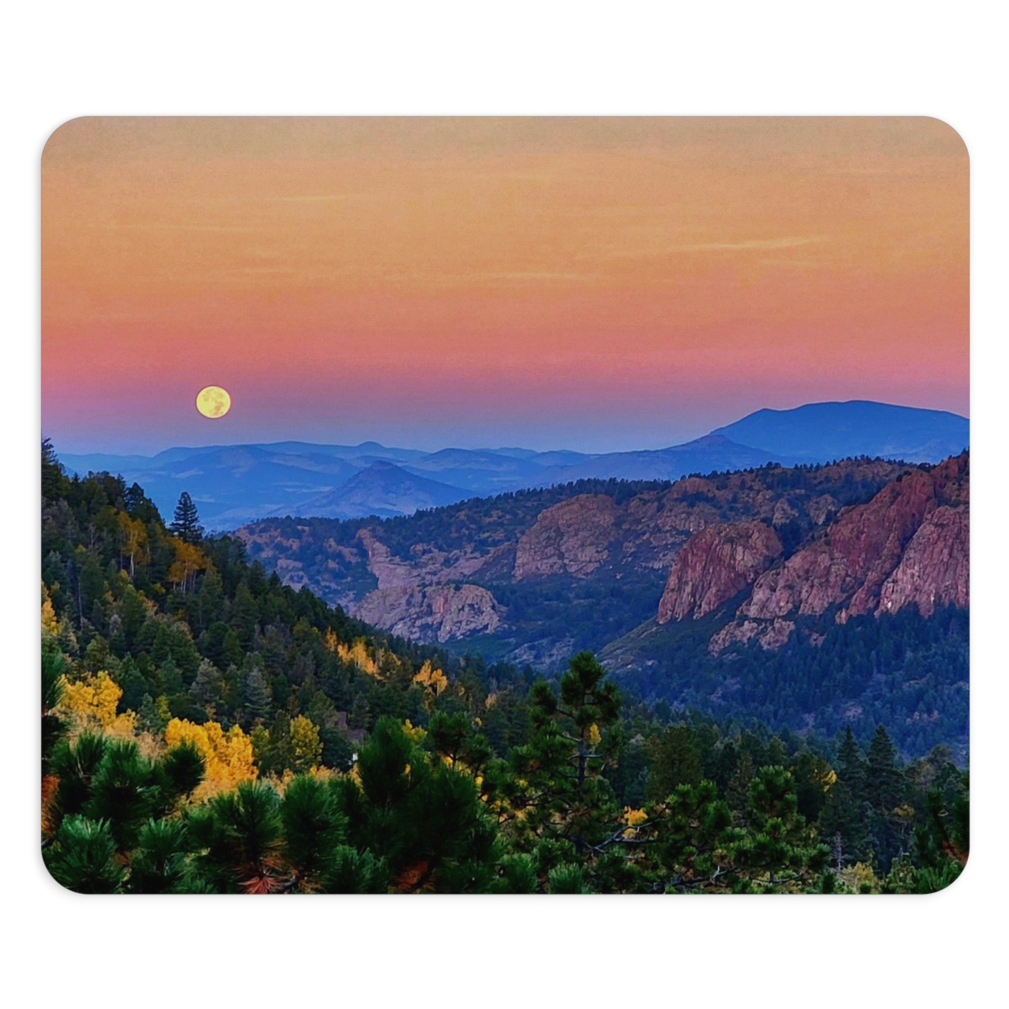 Mouse Pad — 'Full Move' Floating Above Purple Mountains Skyline