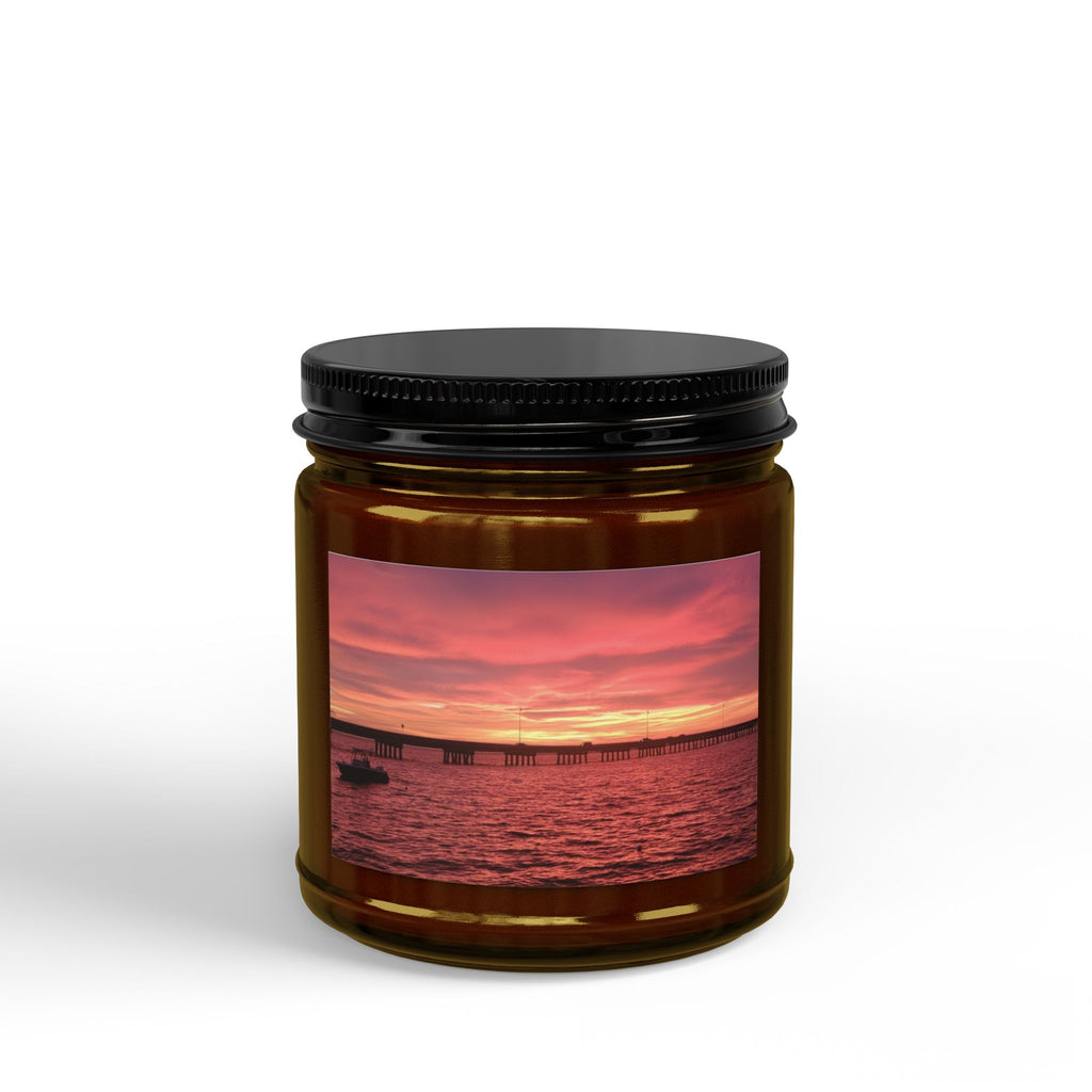 Sunset Sea Scented Soy Candle — Amber Jar with Black Lid (4oz & 9oz)