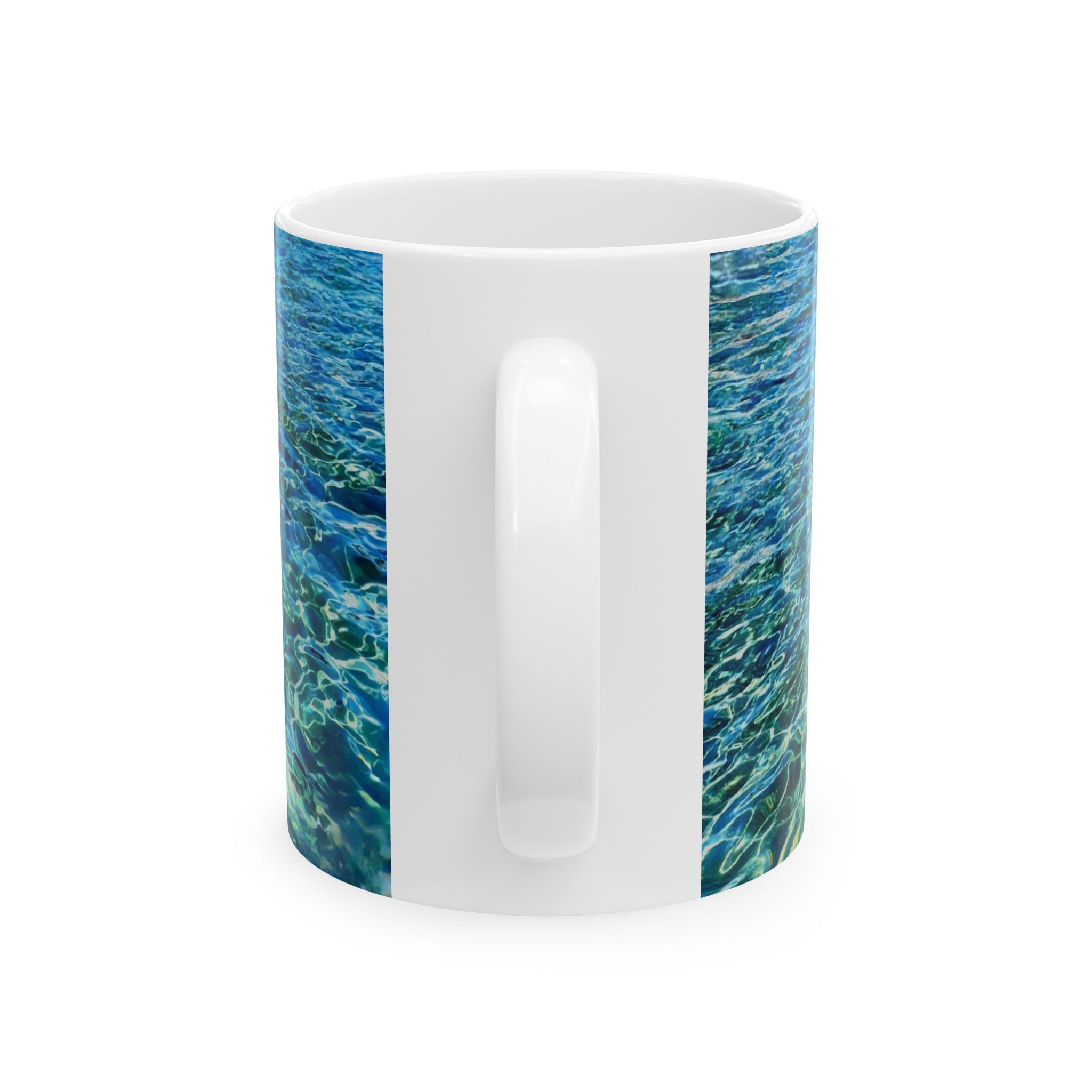 Ocean Water Ceramic Mug — Blue Sea Ripple 11oz & 15oz Coffee Cup