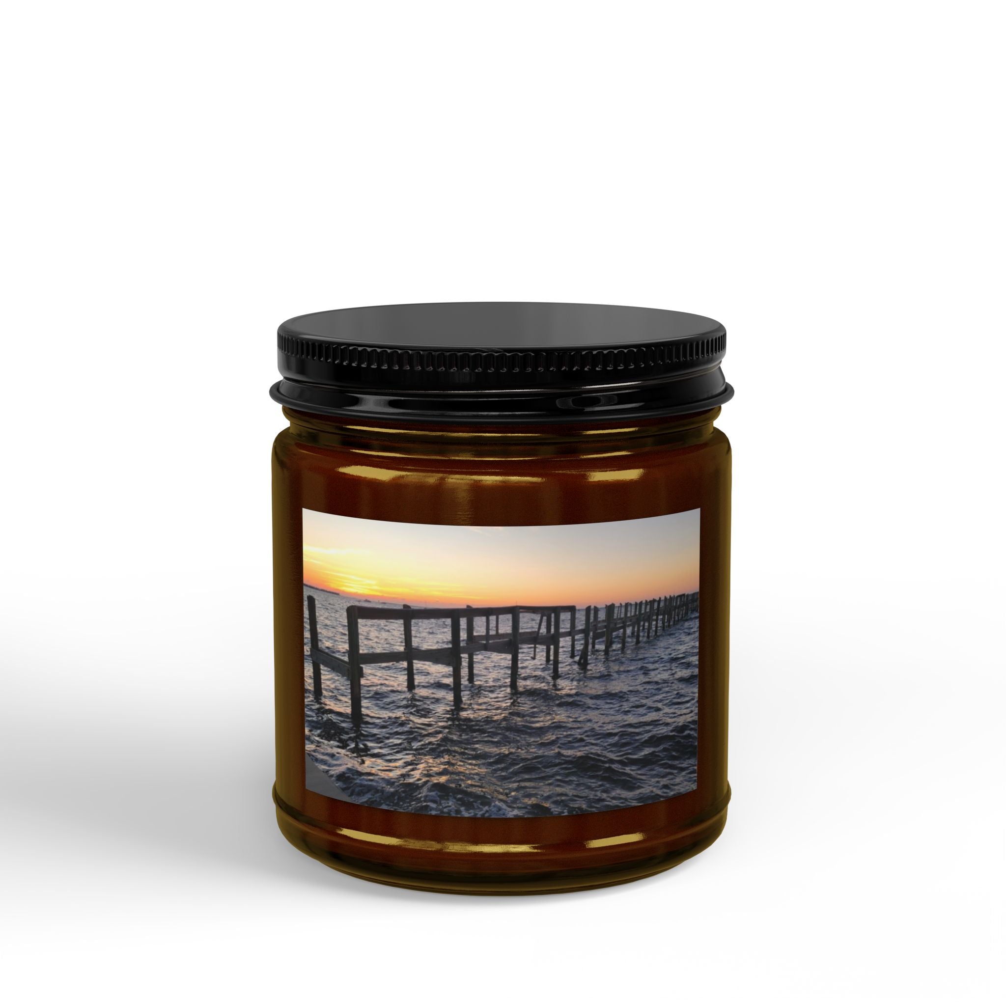 Coastal Sunset Soy Candle — Amber Jar with Black Lid (4oz & 9oz)