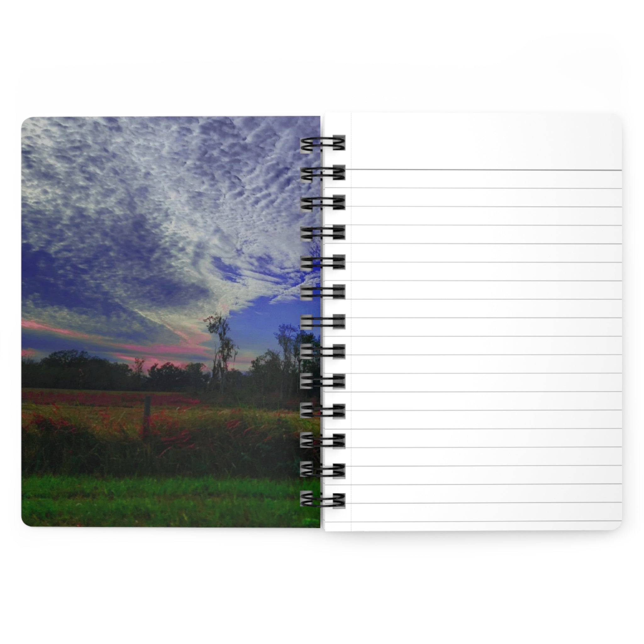 Sunset Prairie Spiral Journal — Scenic Cloudscape Notebook for Nature Lovers