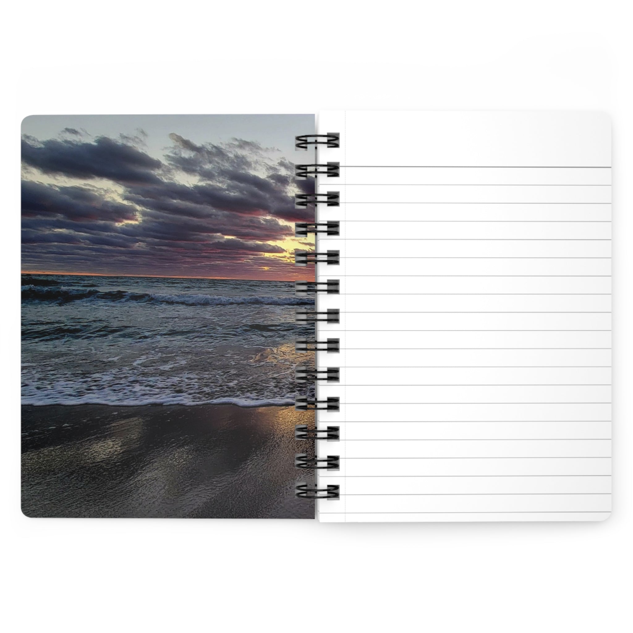 Sunset Beach Spiral Journal — Ocean Waves Photo Notebook