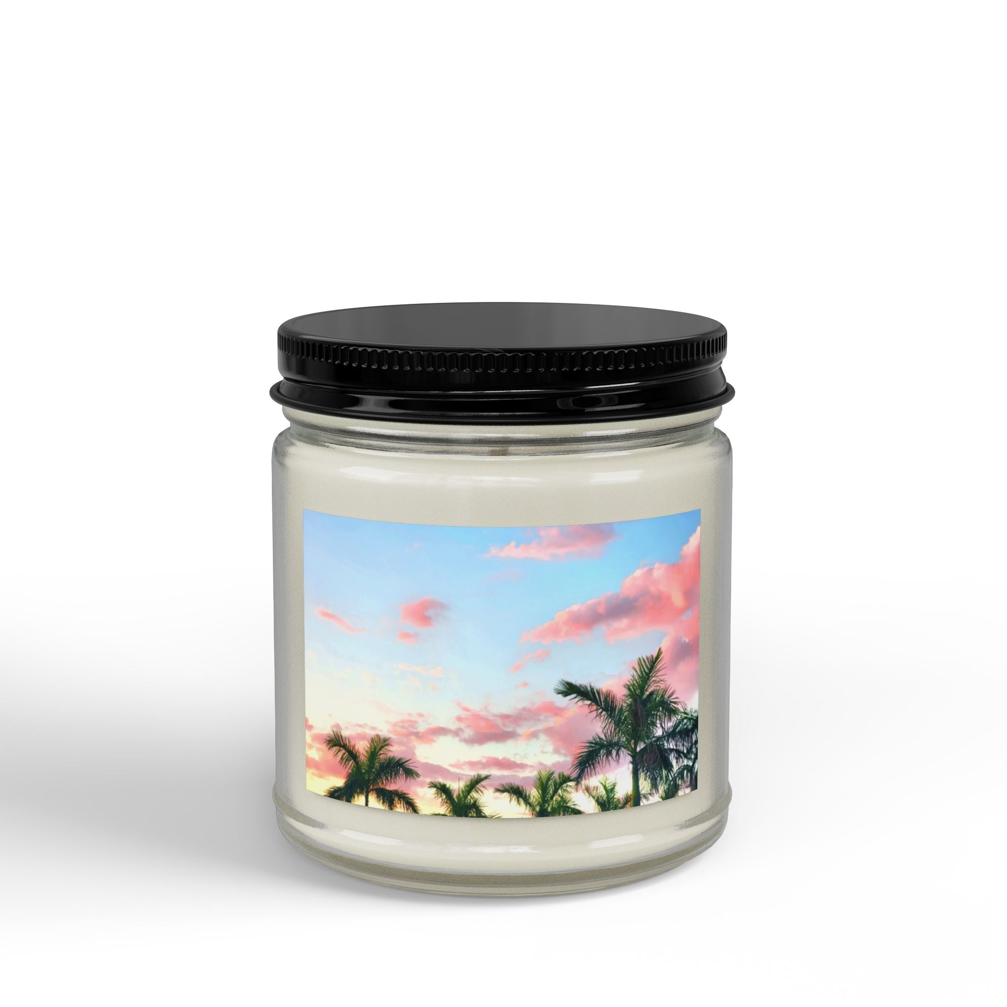 Tropical Sunset Soy Candle — Scented Amber Jar with Black Lid (4oz & 9oz)