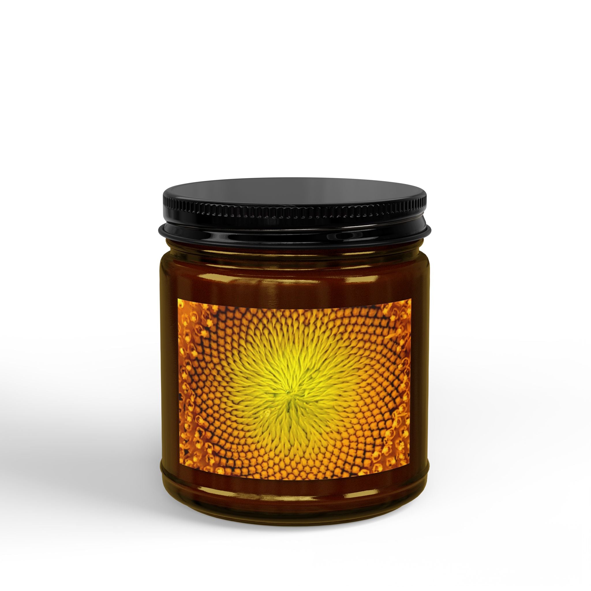 Sunflower Honey Soy Candle — 4oz & 9oz Amber Jar with Black Lid