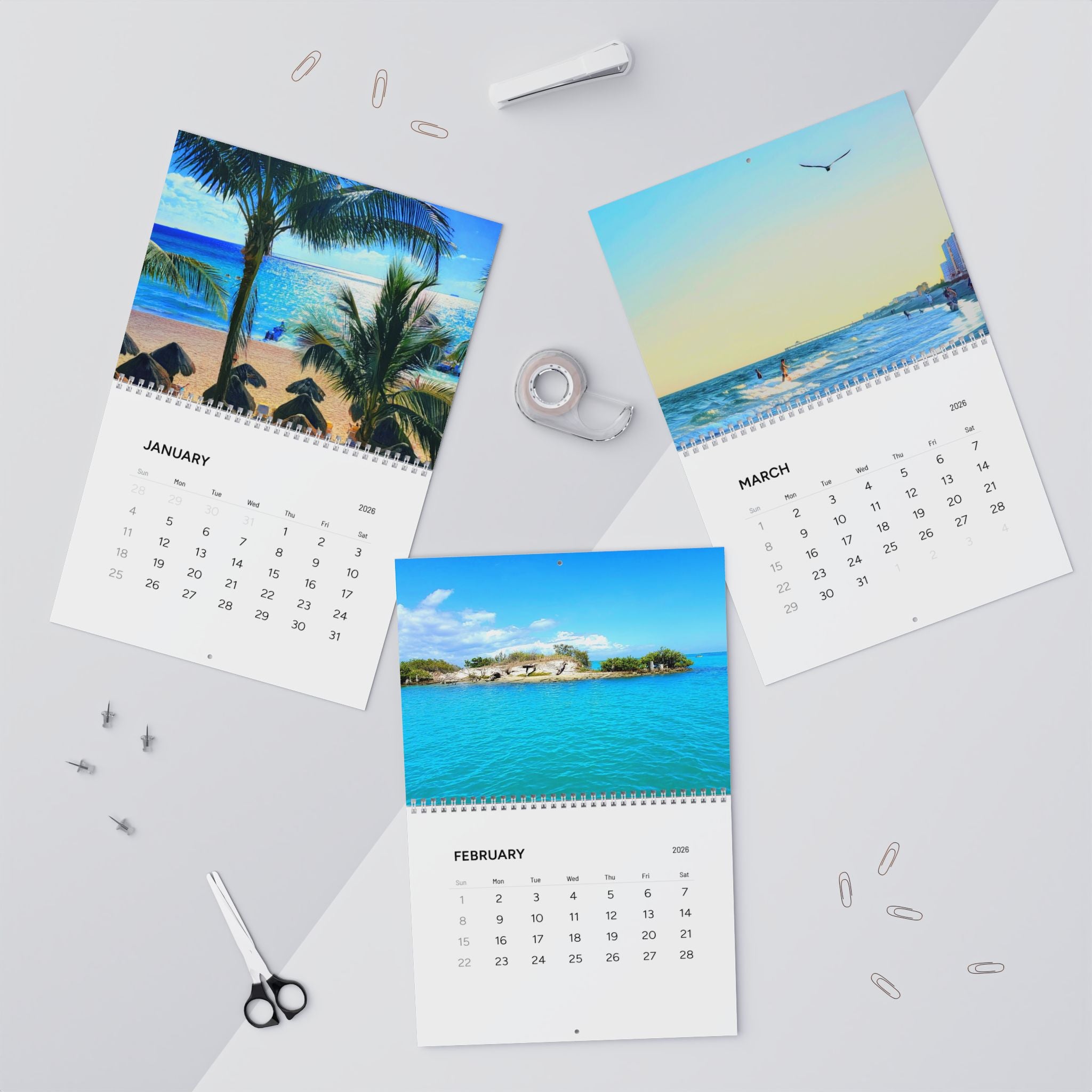 2026 Beach Special Effects Wall Calendar — Scenic Coastal Photography Calendar
