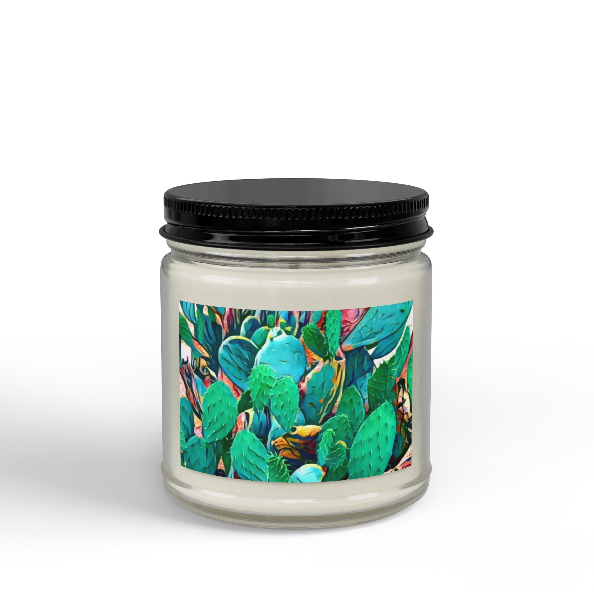 Cactus Garden Soy Candle — 4oz & 9oz Scented Jar with Black Lid