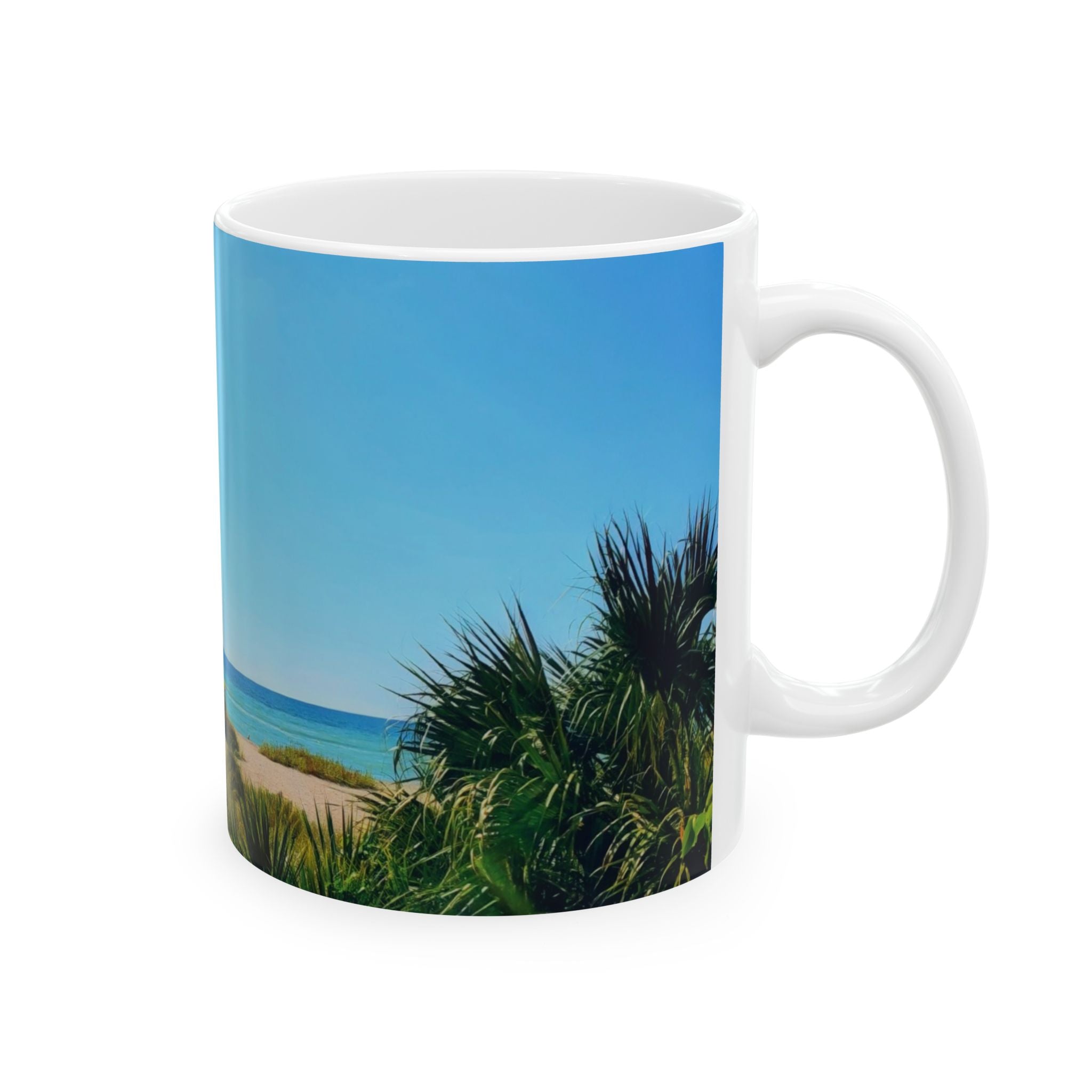 Beach Landscape Ceramic Mug — Ocean Dunes Photo Coffee Cup (11oz or 15oz)